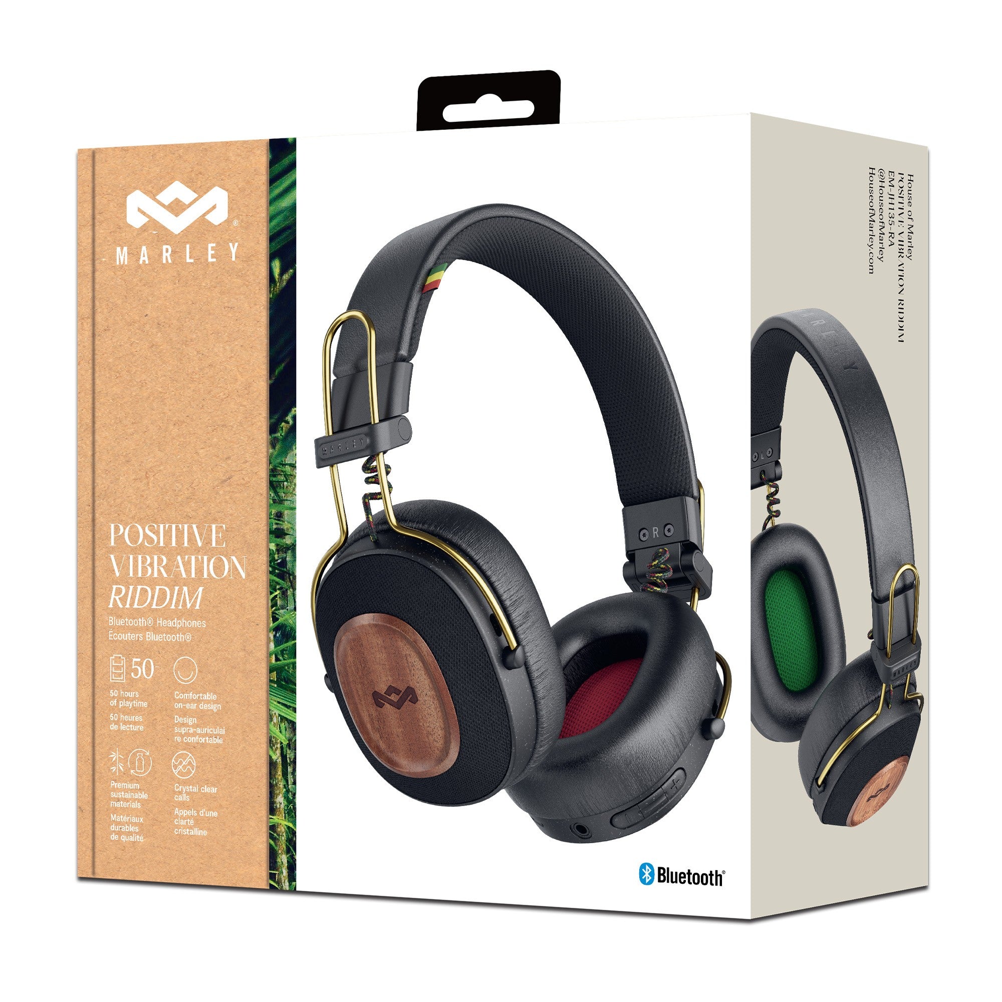 House of Marley Positive Vibration Riddim Headphones - Rasta - 15-13298