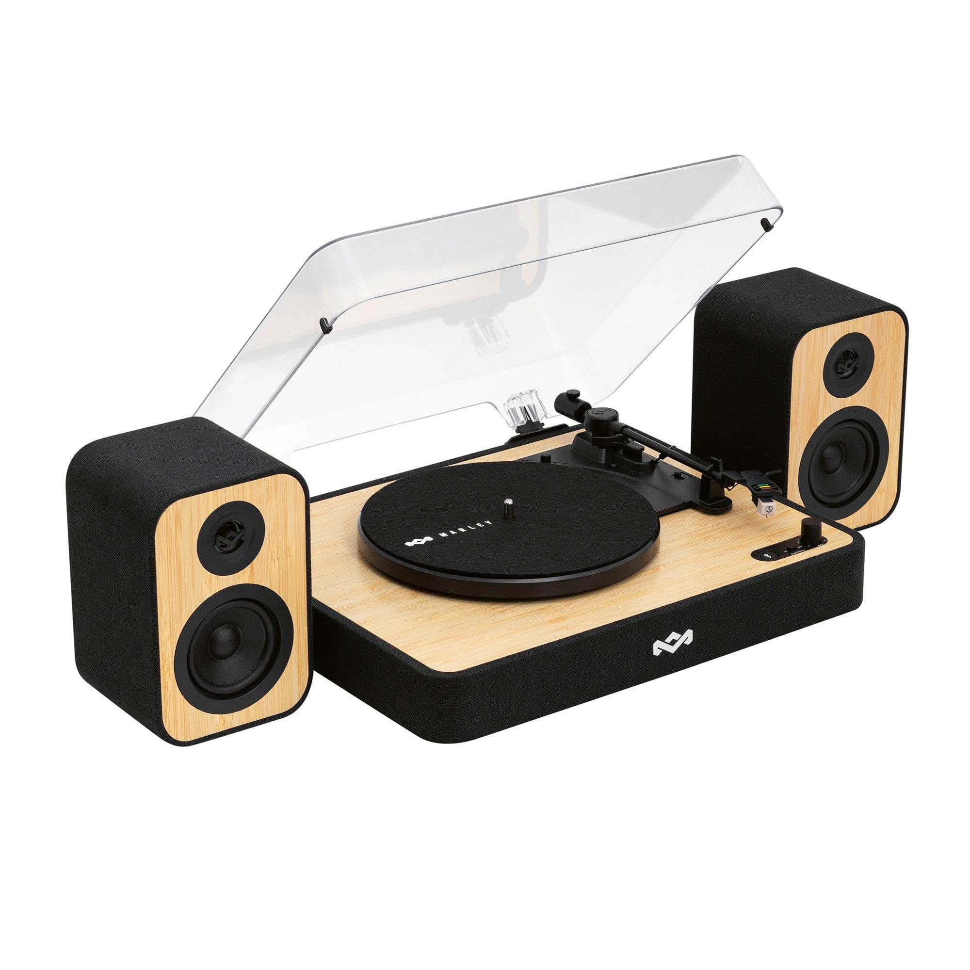 House of Marley Revolution Turntable with Bluetooth Speakers - Light Wood/Black - 15-13310