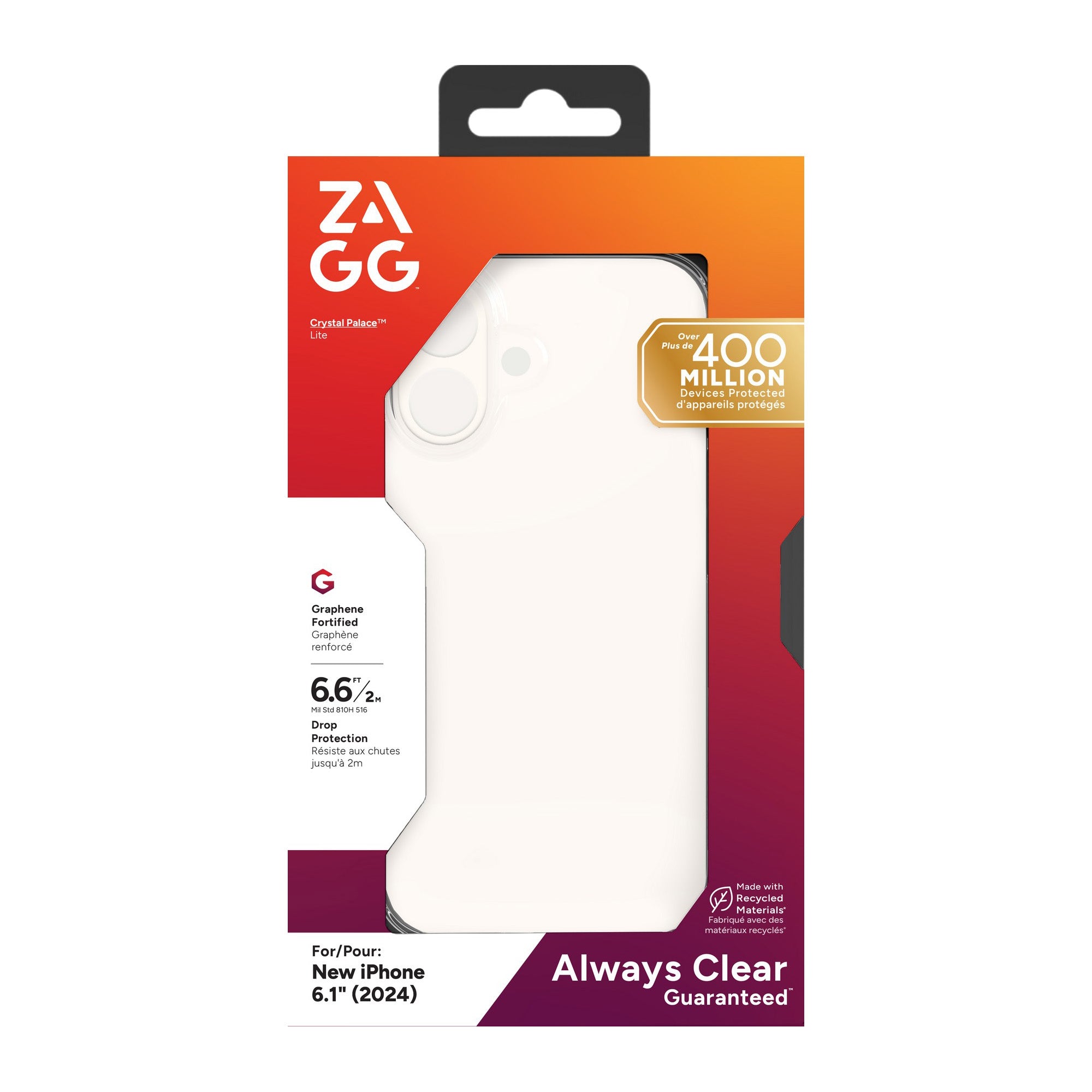 iPhone 16 ZAGG Graphene Crystal Palace Lite Case - Clear - 15-13378