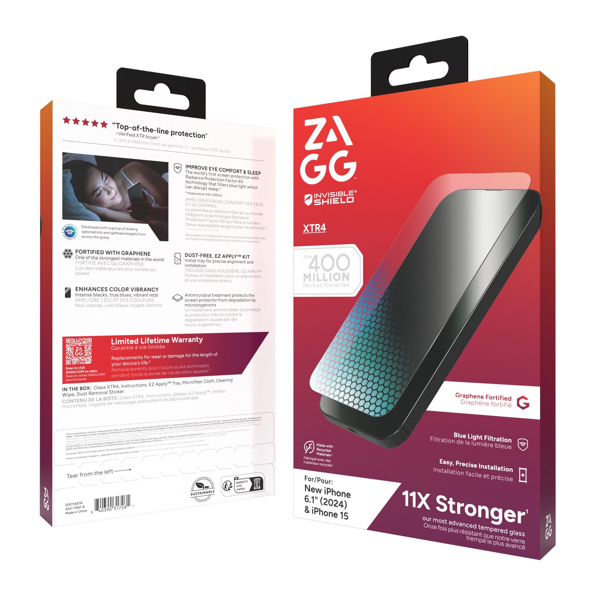 iPhone 16 ZAGG InvisibleShield Glass XTR4 Screen Protector - 15-13460