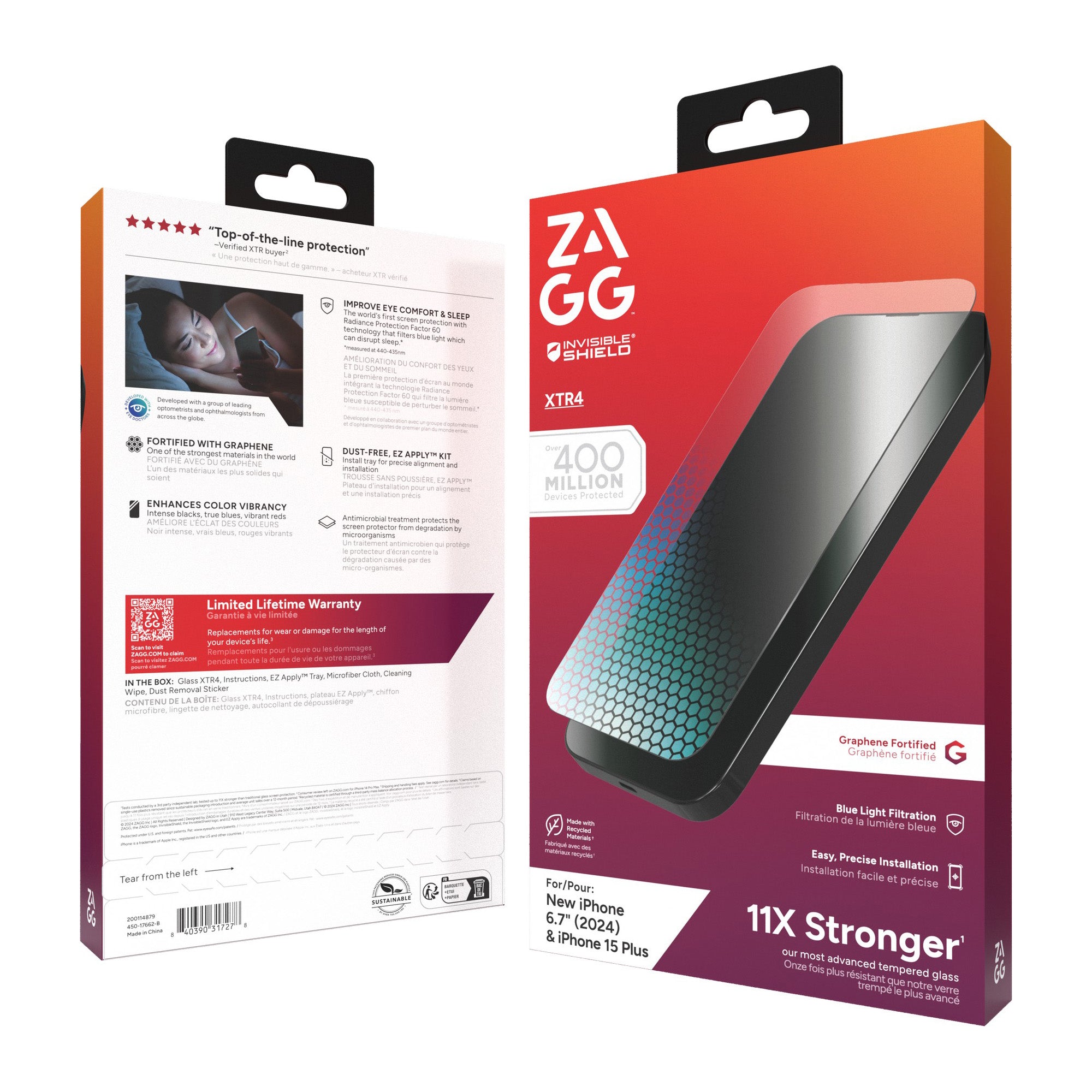 iPhone 16 Plus ZAGG InvisibleShield Glass XTR4 Screen Protector - 15-13465