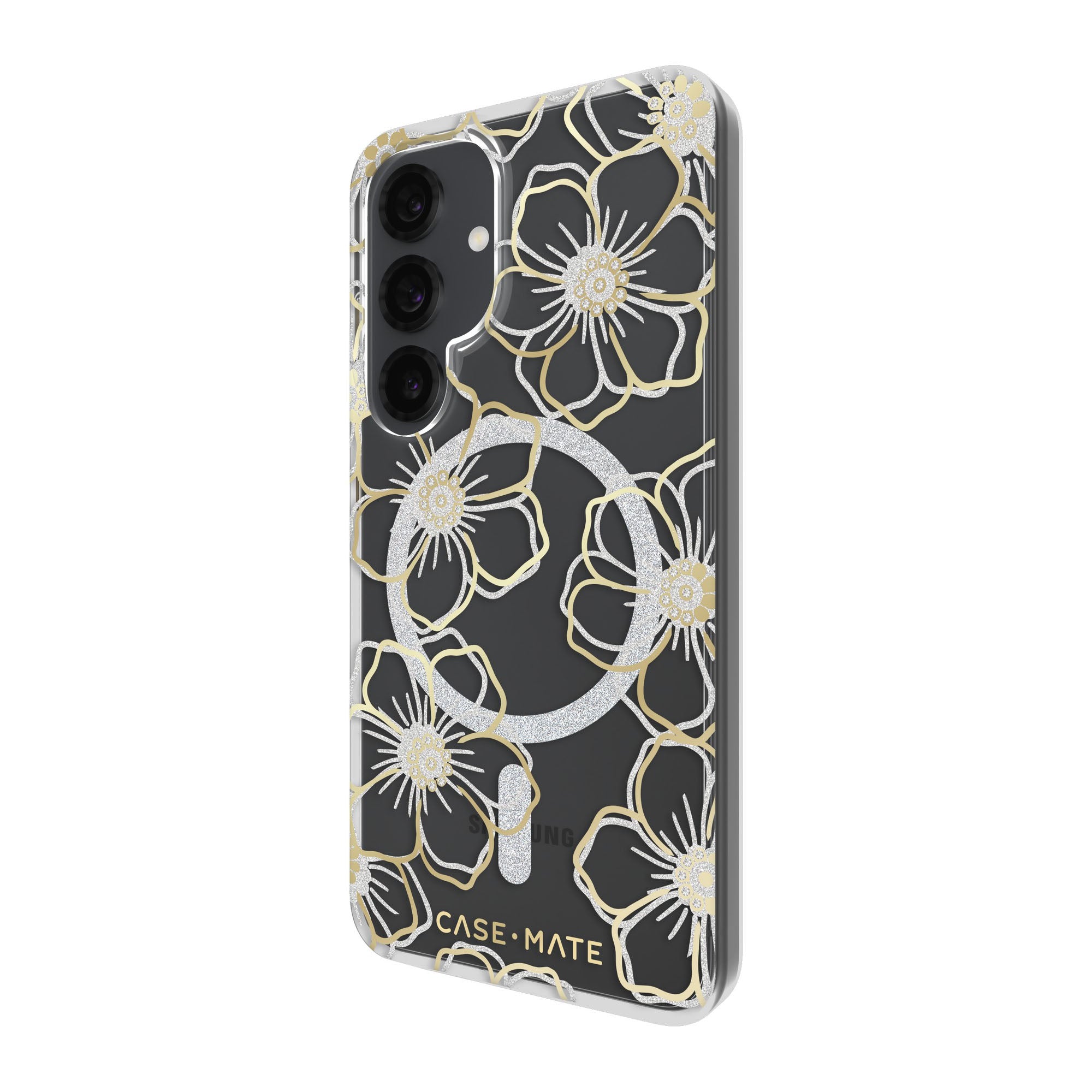 Samsung Galaxy S25 Case-Mate Floral Gems Case w/Magnets - Gold - 15-13940