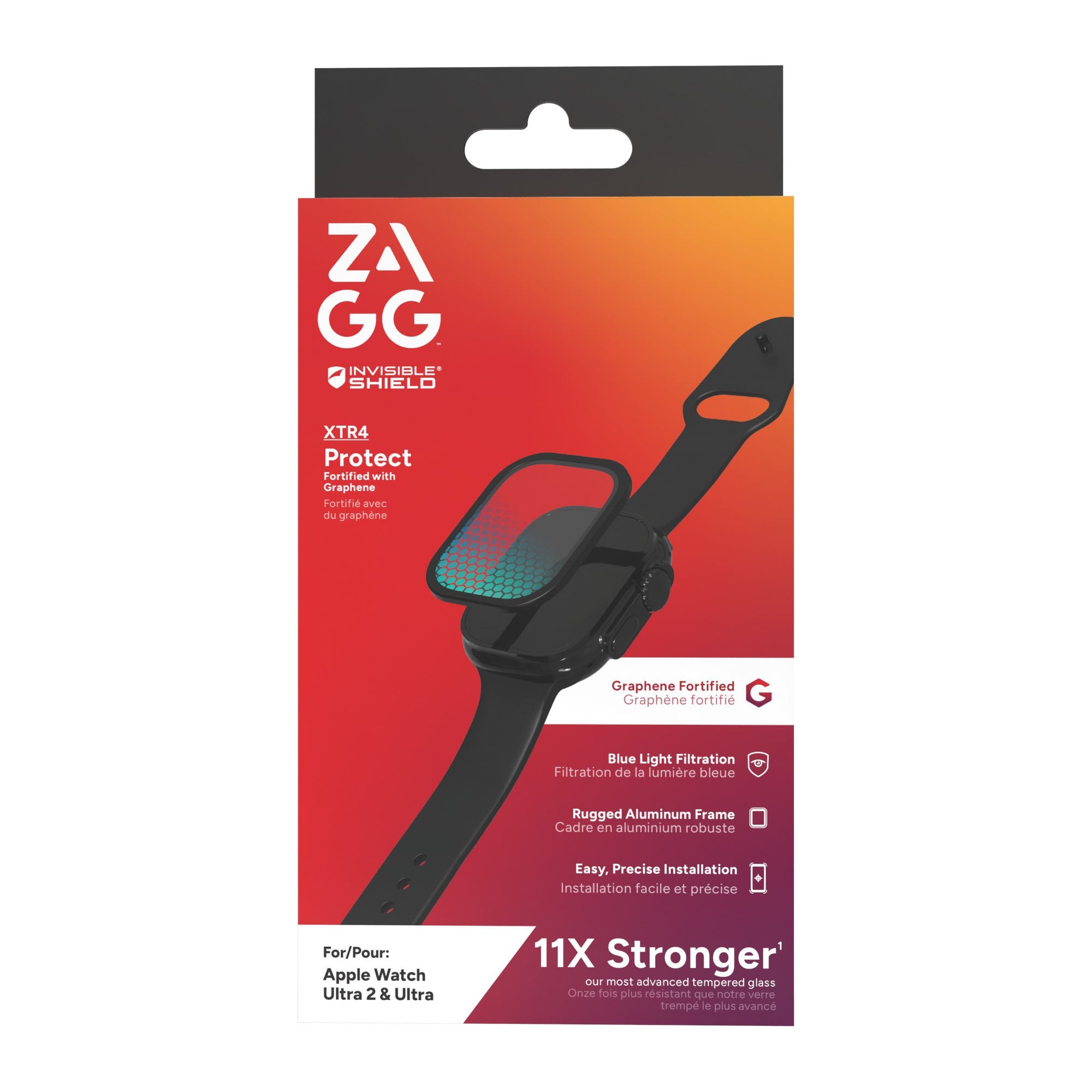 Apple Watch Ultra 49mm ZAGG InvisibleShield Glass XTR4 Screen Protector-Black - 15-14017