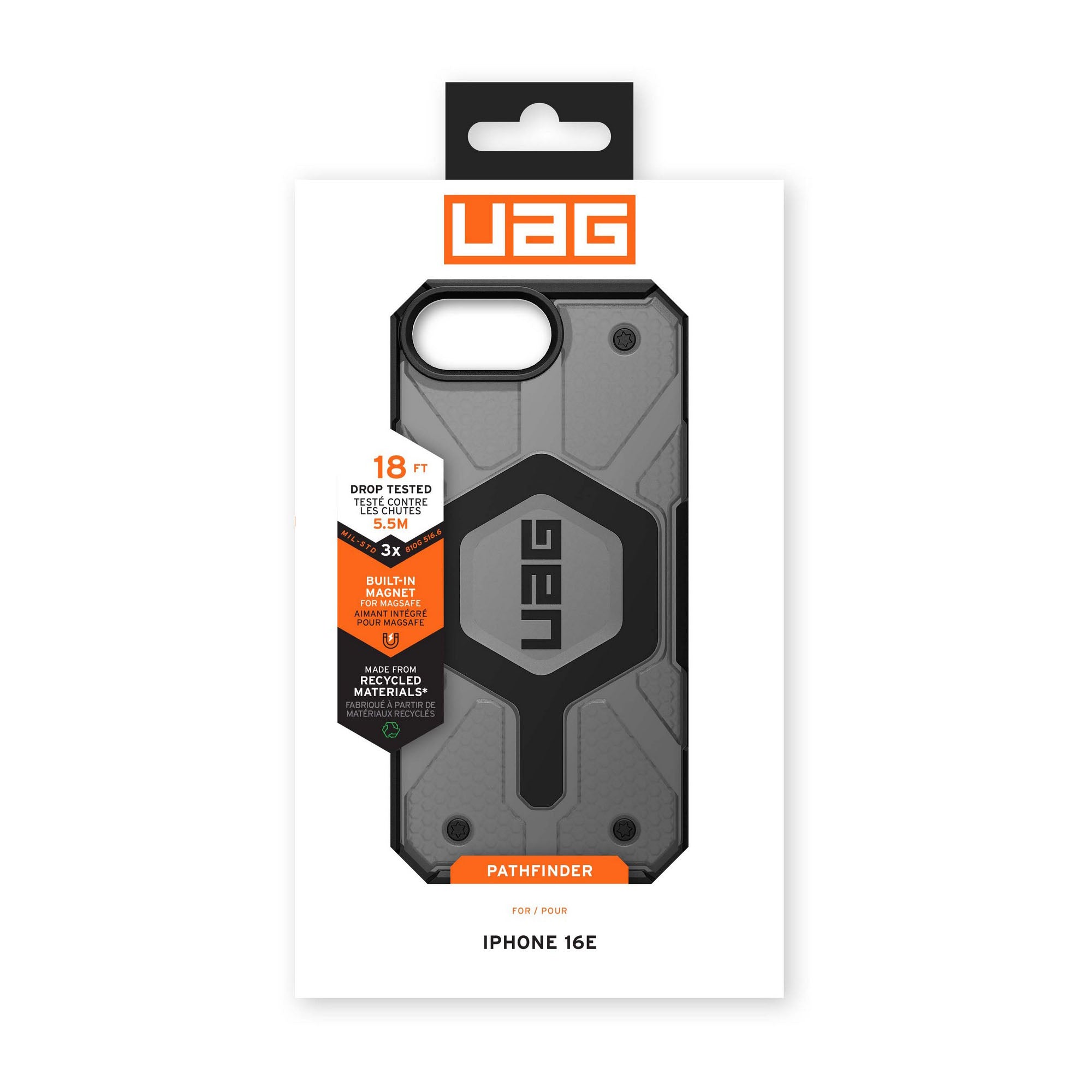 iPhone 16e UAG Pathfinder Clear MagSafe Case - Ash - 15-14037