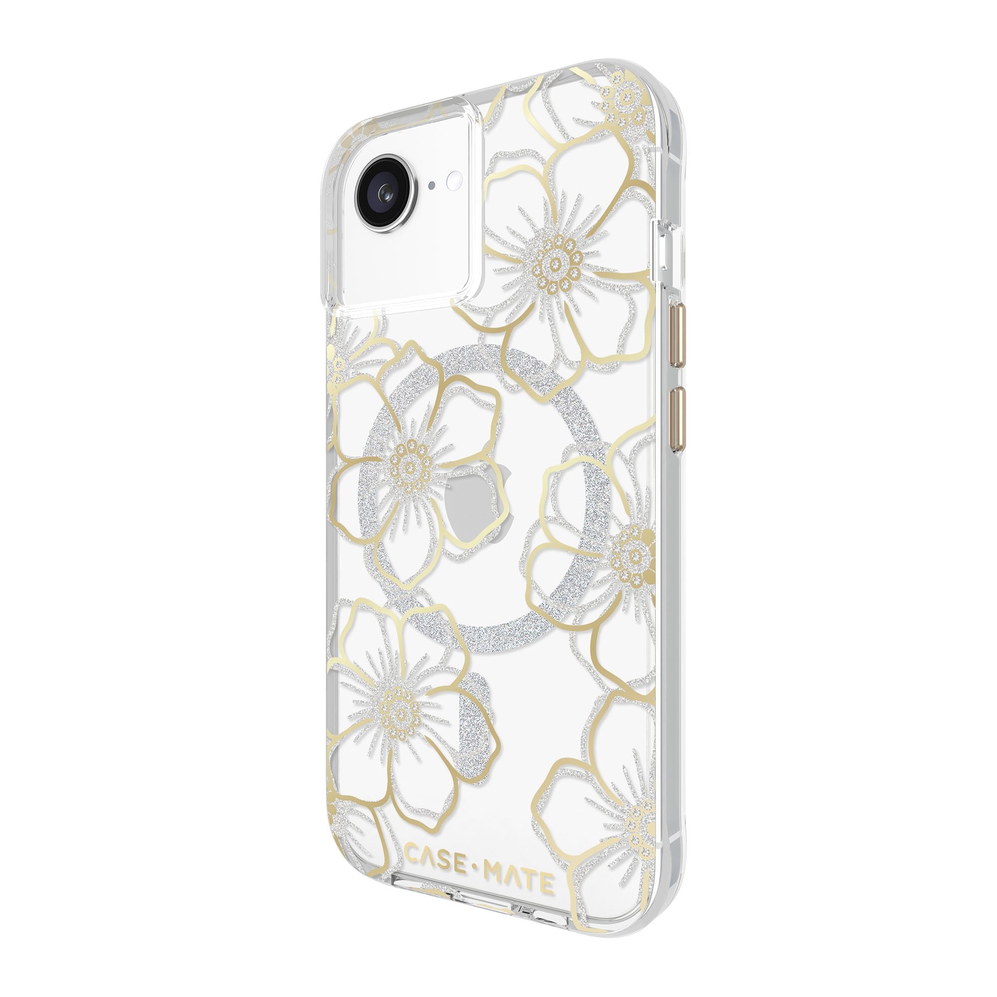 iPhone 16e/15/14/13 Case-Mate Floral Gems MagSafe Case - Gold - 15-14094