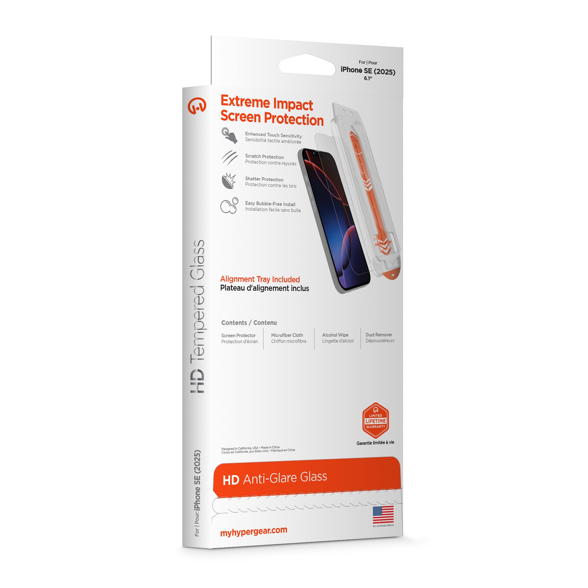 iPhone 16e/14/13/13 Pro HyperGear Tempered Glass Screen Protector w/Installation Applicator Tray - 15-14105