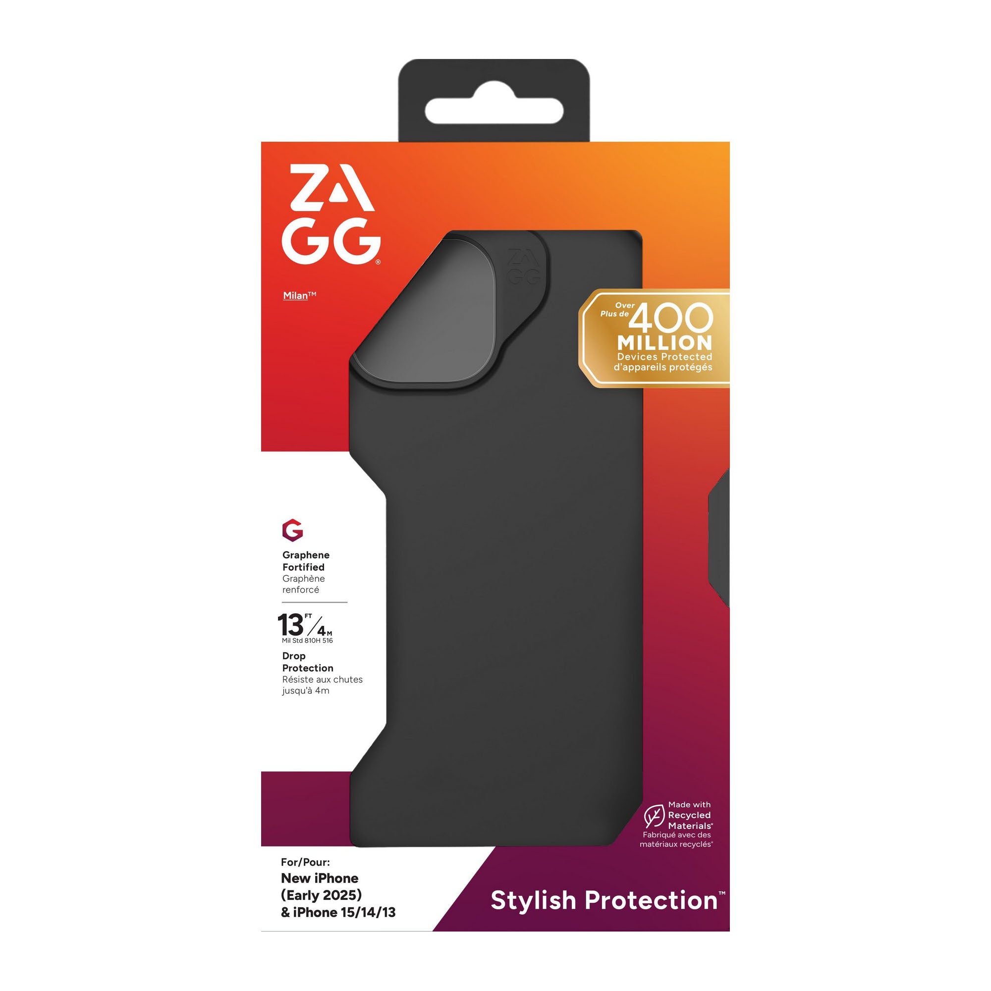 iPhone 16e/15/14/13 ZAGG Graphene Milan Case - Black - 15-14114