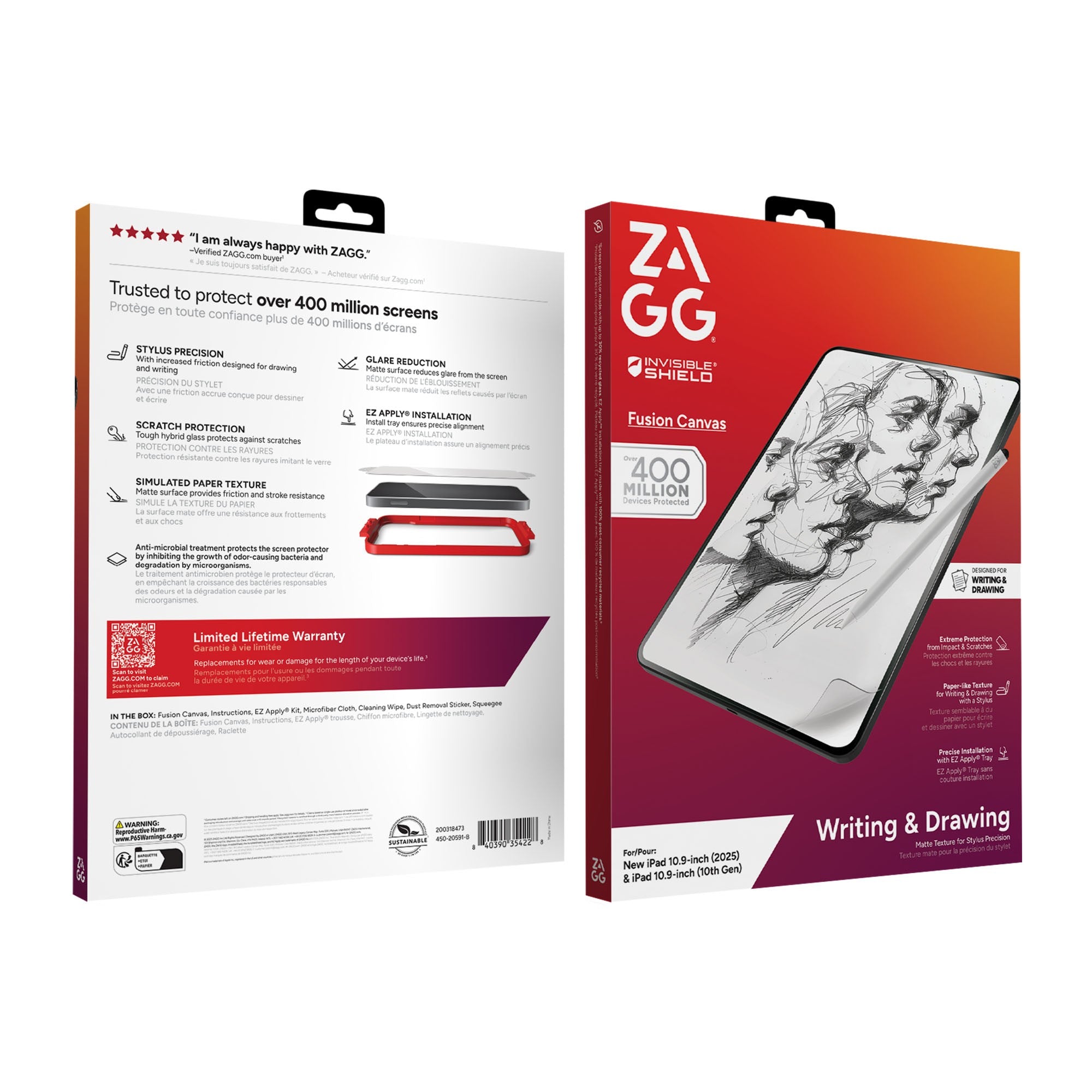 iPad 10.9 2025/2022 (11/10th Gen) ZAGG InvisibleShield Fusion Canvas Screen Protector - 15-14188