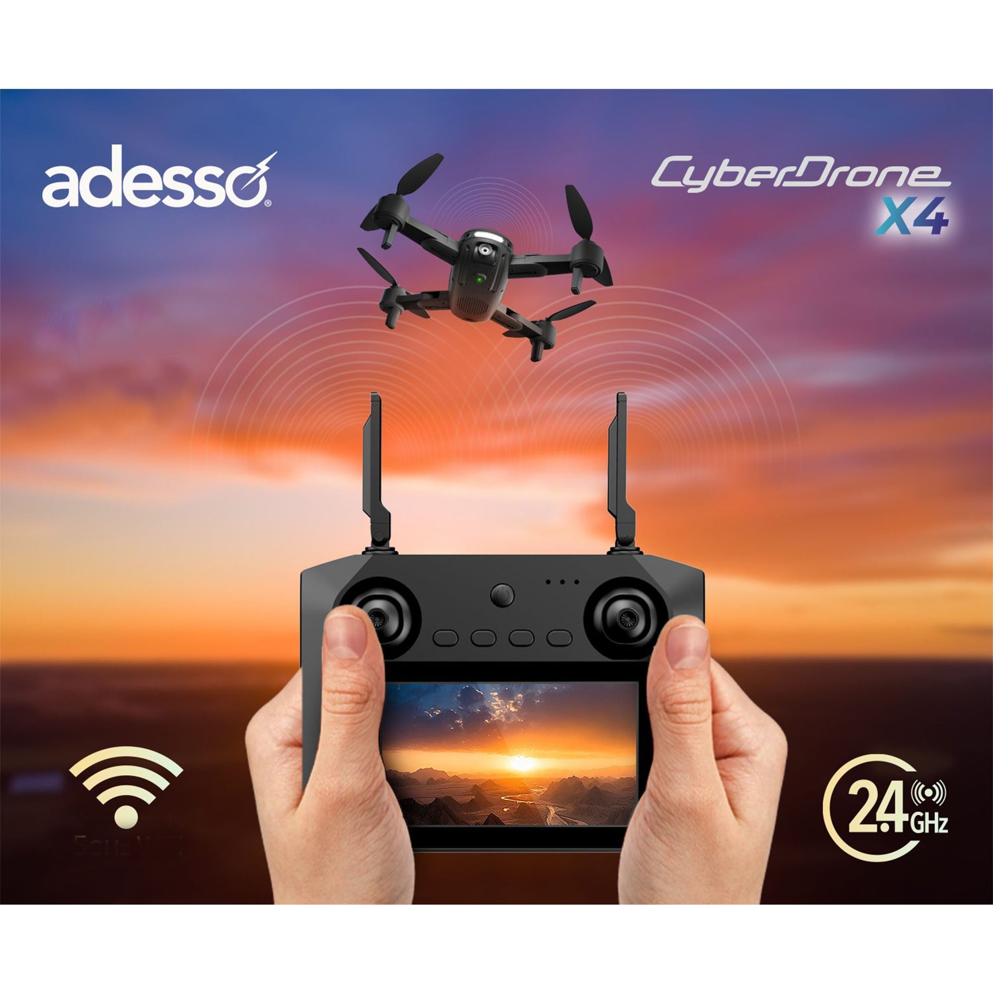 Adesso 4K Drone with LCD Display Remote and GPS - 15-14255