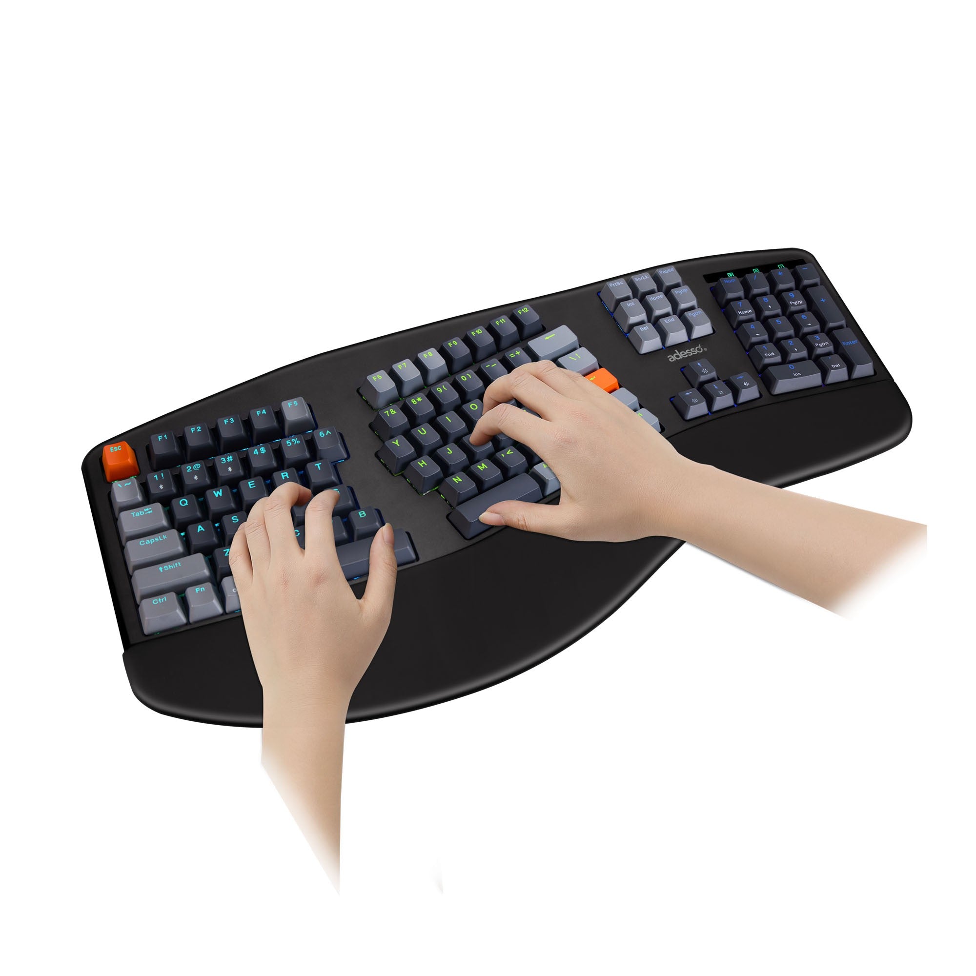 Adesso 2X Large Print Illuminated Ergonomic Mechanical Keyboard - 15-14260