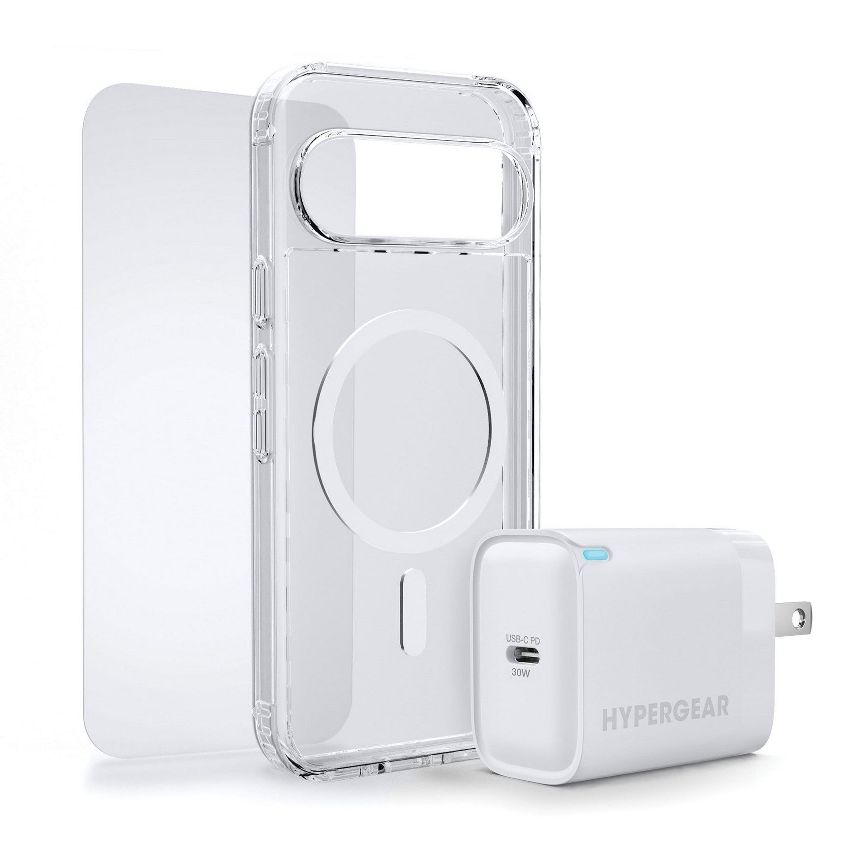 Google Pixel 10 Pro XL/9 Pro XL HyperGear Bundle - 30W Hub, Glass, Case w/ Magsafe - 15-14529