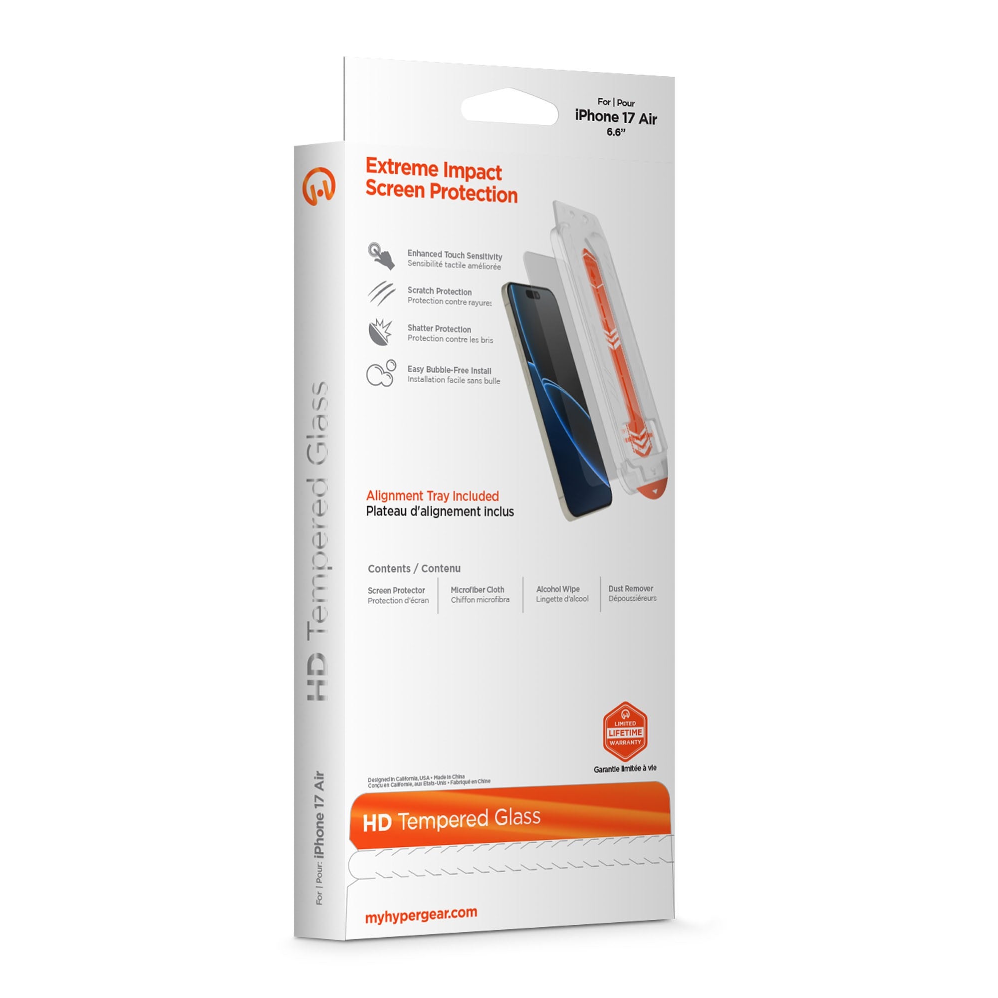 iPhone Air HyperGear Tempered Glass Screen Protector w/Dust Removal Applicator Tray - 15-14538