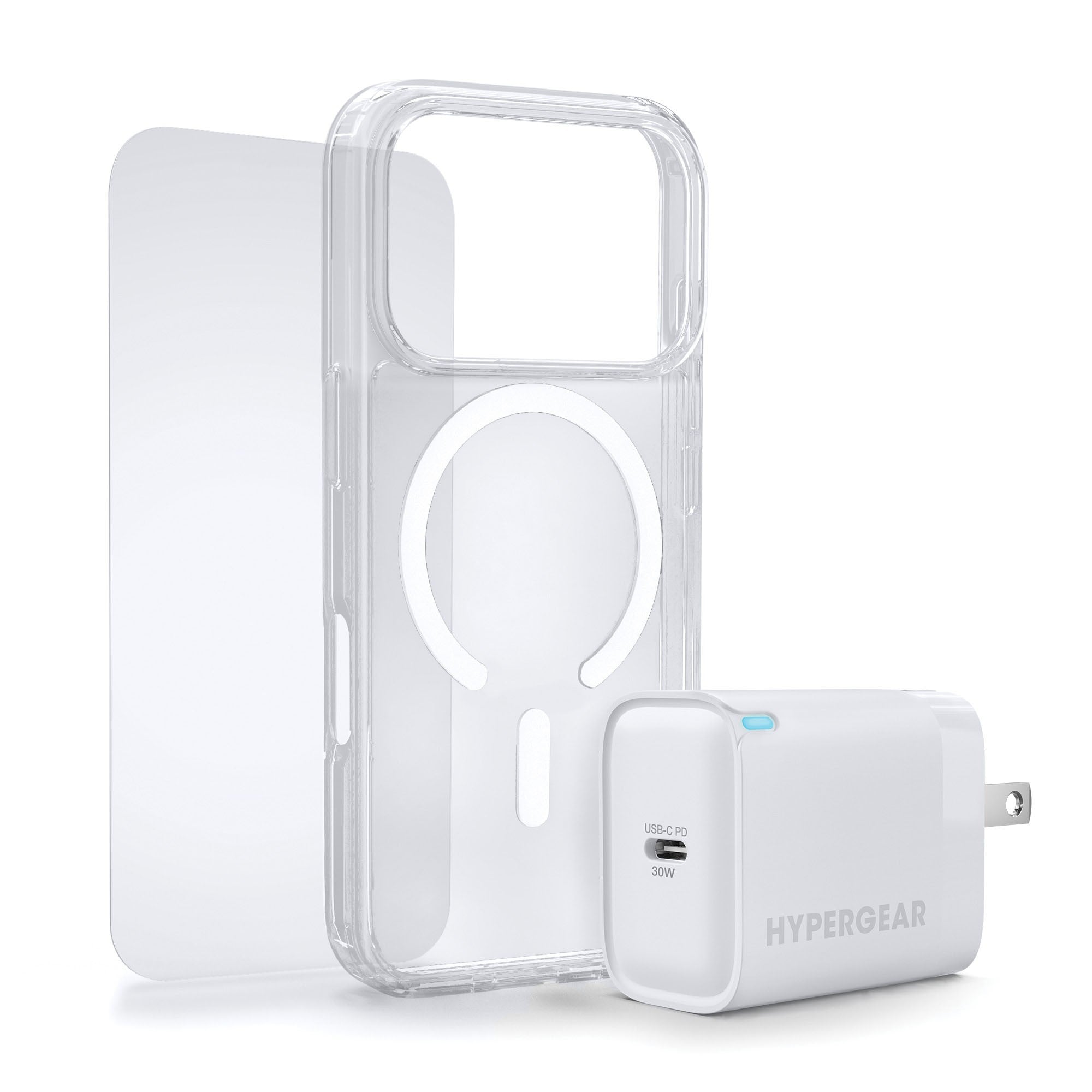 iPhone 17 Pro HyperGear Bundle - 30W Hub, Glass, Case w/ Magsafe - 15-14542