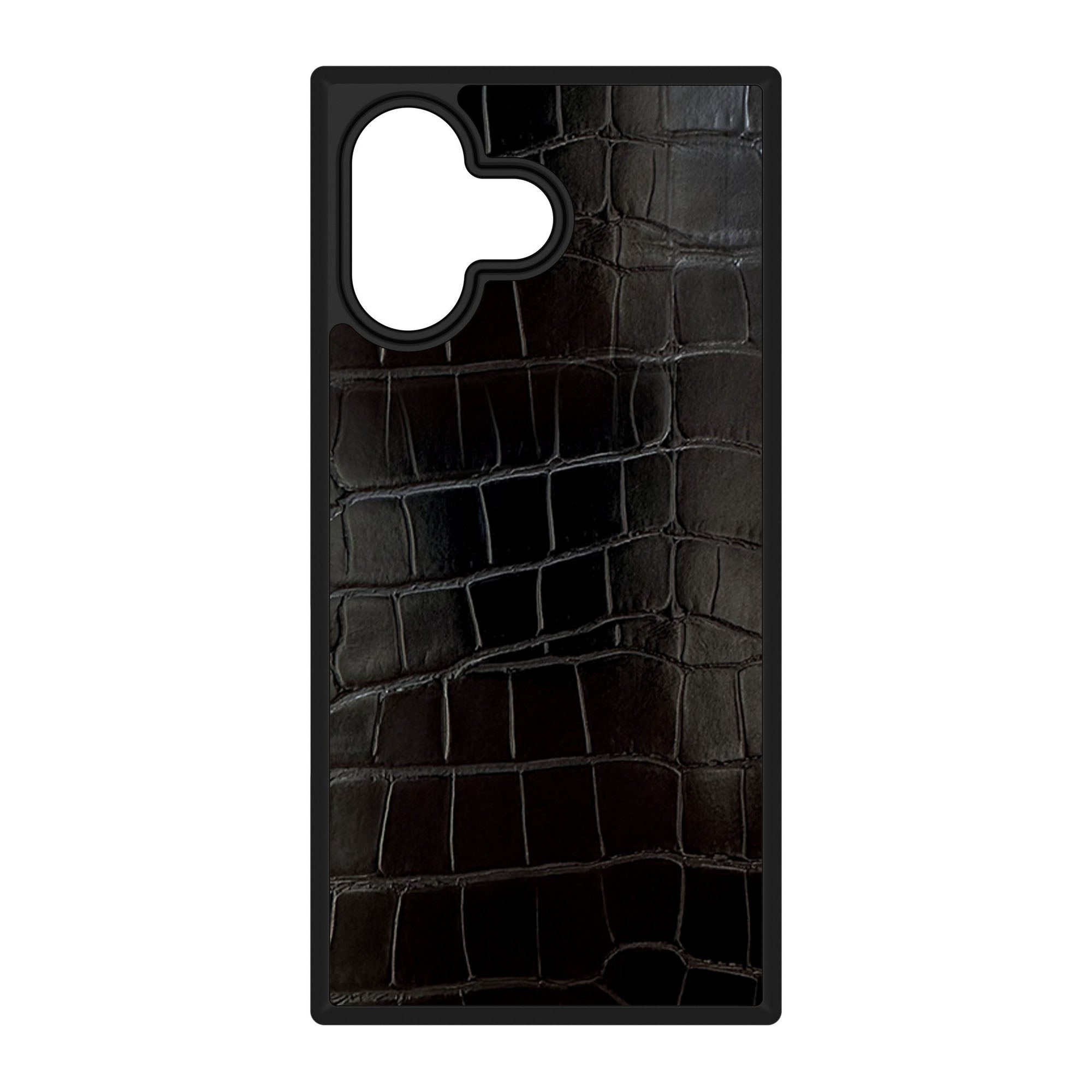 iPhone 17 FLAUNT Square Faux Leather MagSafe Case - Black Crocodile - 15-14570