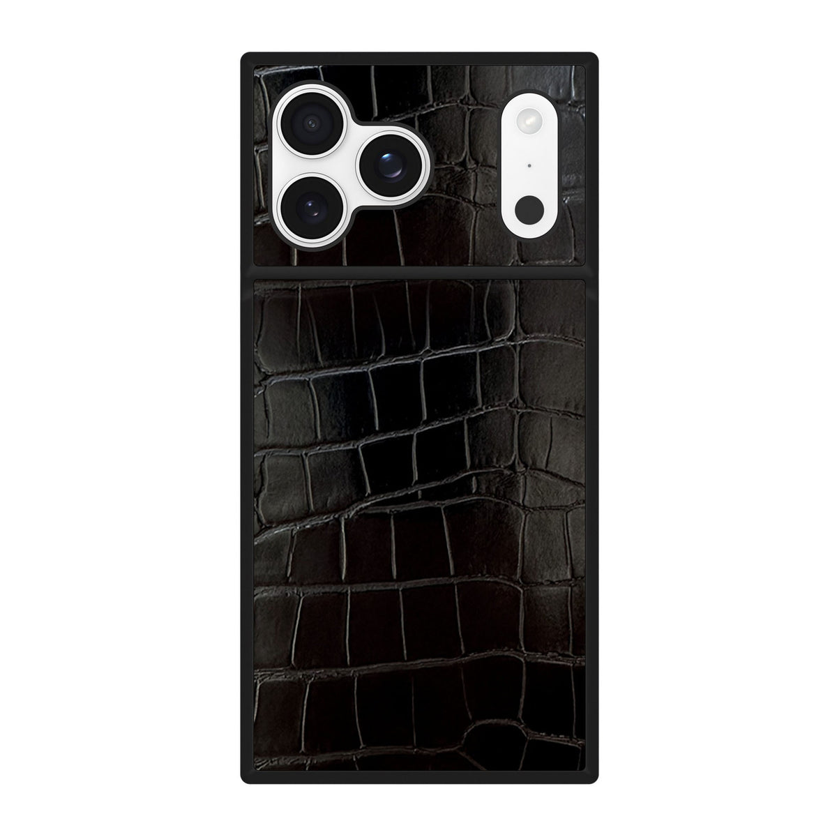 iPhone 18 Pro/17 Pro FLAUNT Square Faux Leather MagSafe Case - Black Crocodile - 15-14591