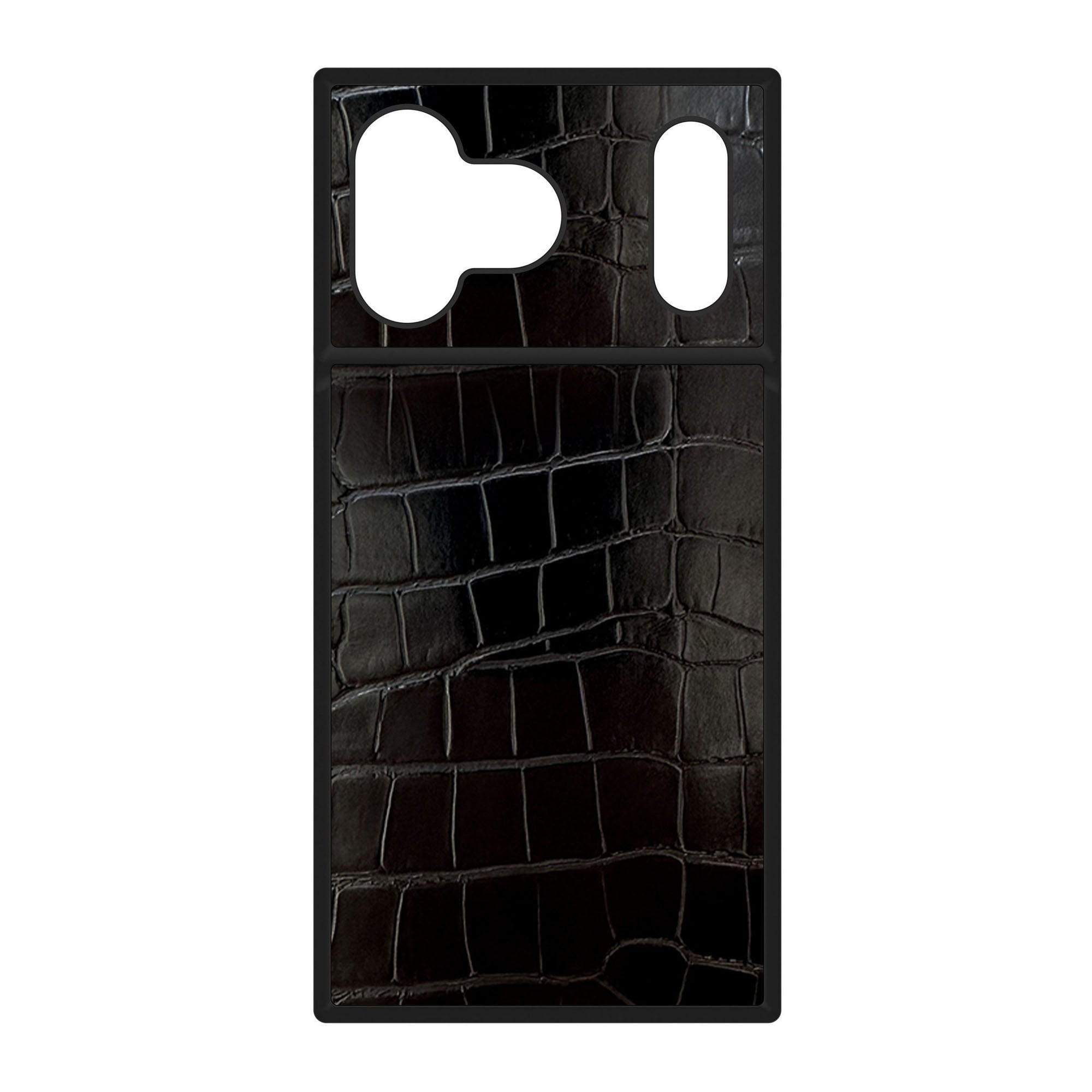 iPhone 17 Pro Max FLAUNT Square Faux Leather MagSafe Case - Black Crocodile - 15-14628