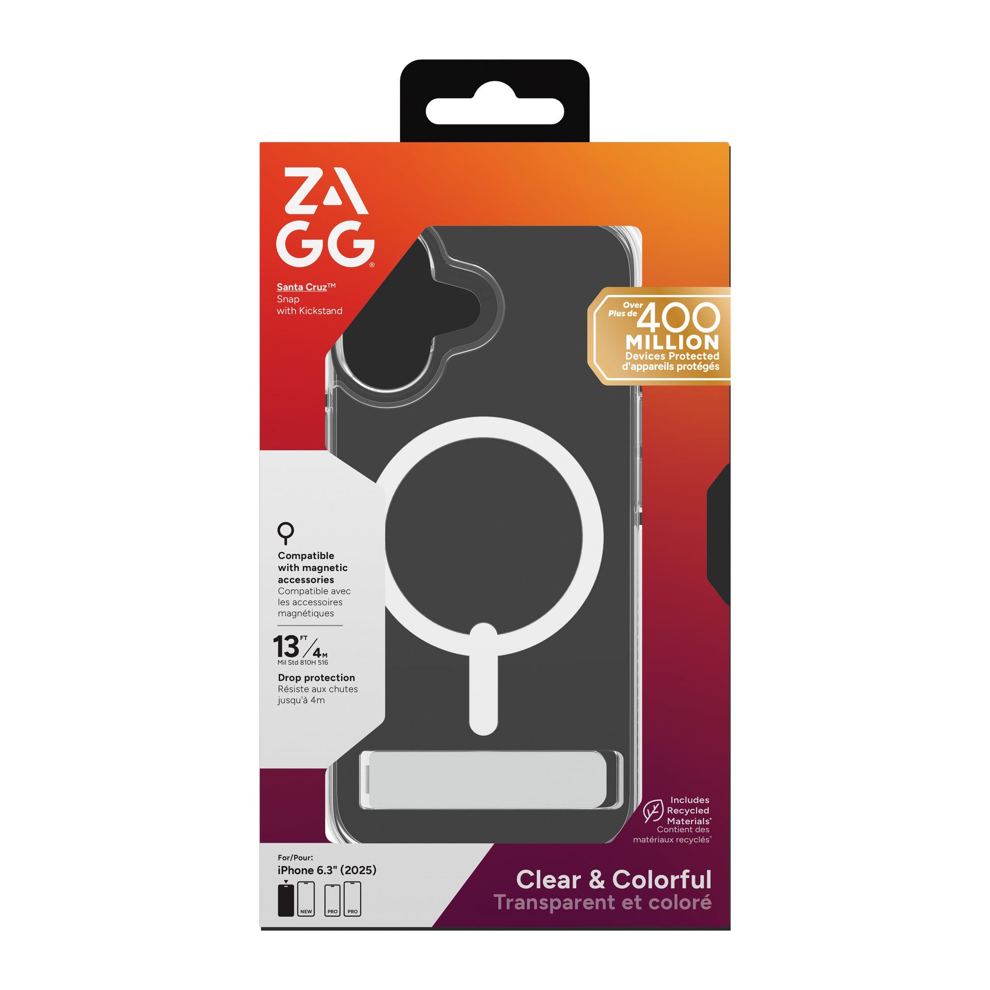 iPhone 17 ZAGG Graphene Santa Cruz Snap Kickstand Case - White - 15-14673