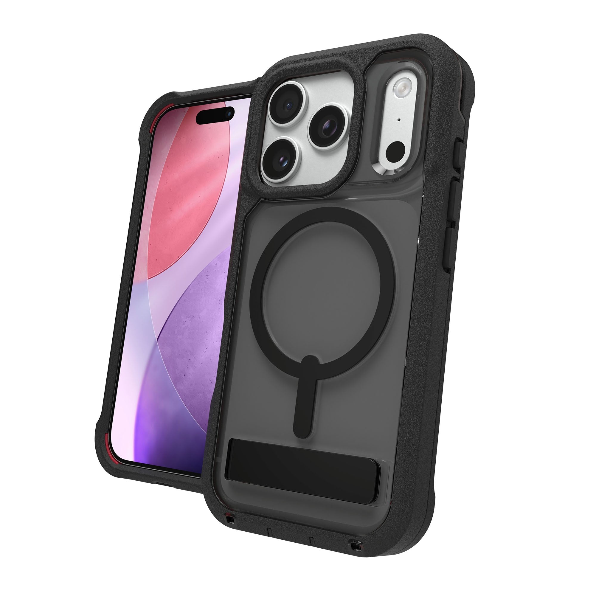iPhone 17 Pro ZAGG Graphene Rainier Snap Kickstand Case - Smoke Black - 15-14708