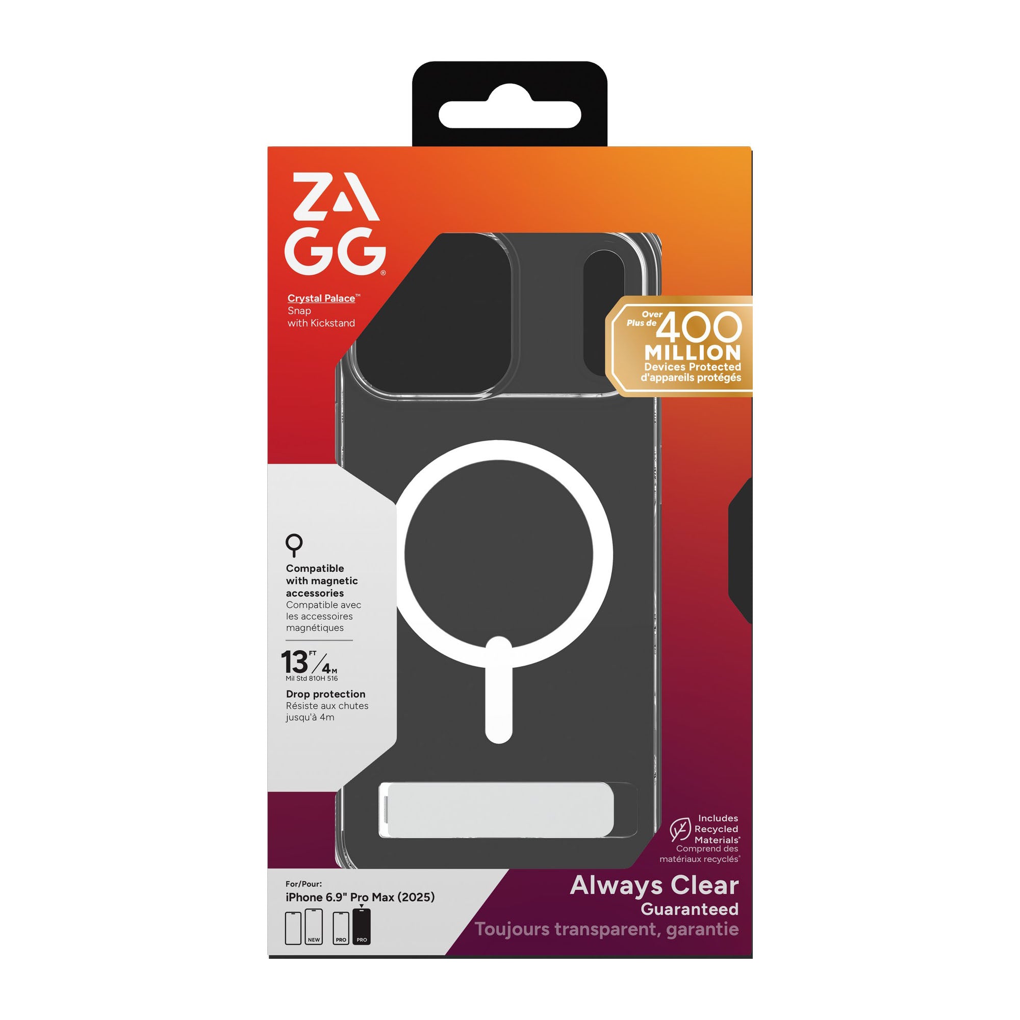 iPhone 17 Pro Max ZAGG Graphene Crystal Palace Snap Kickstand Case - Clear - 15-14717
