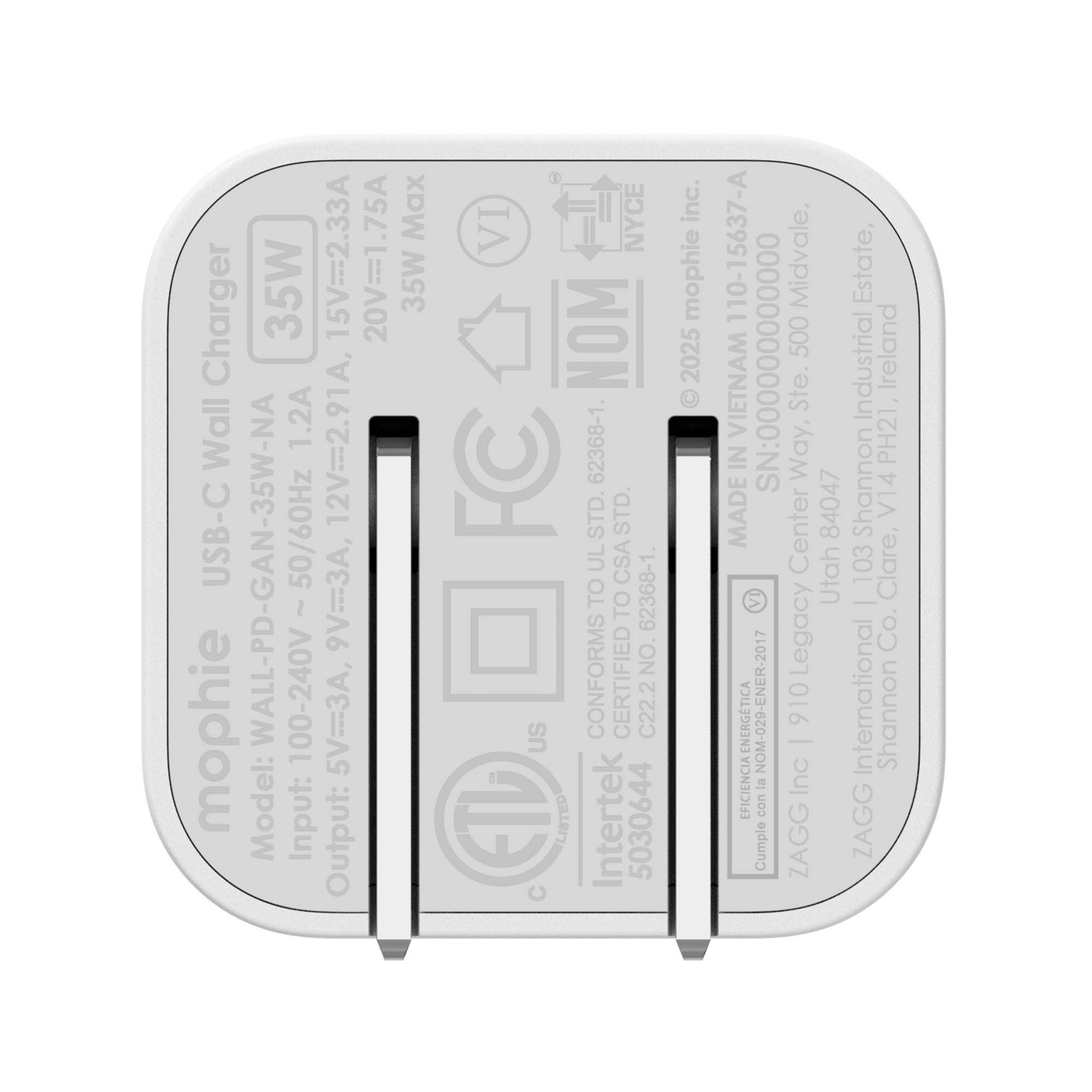 Mophie Speedport 35W USB-C Wall Charger - White - 15-15067