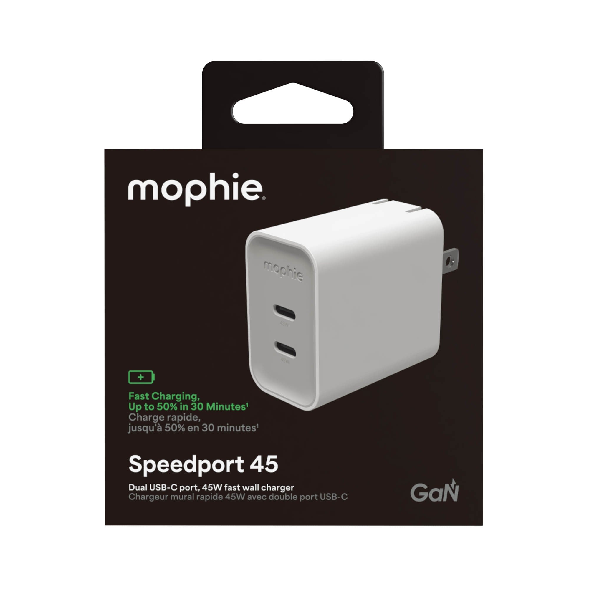 Mophie Speedport 45W Dual USB-C Wall Charger - White - 15-15068
