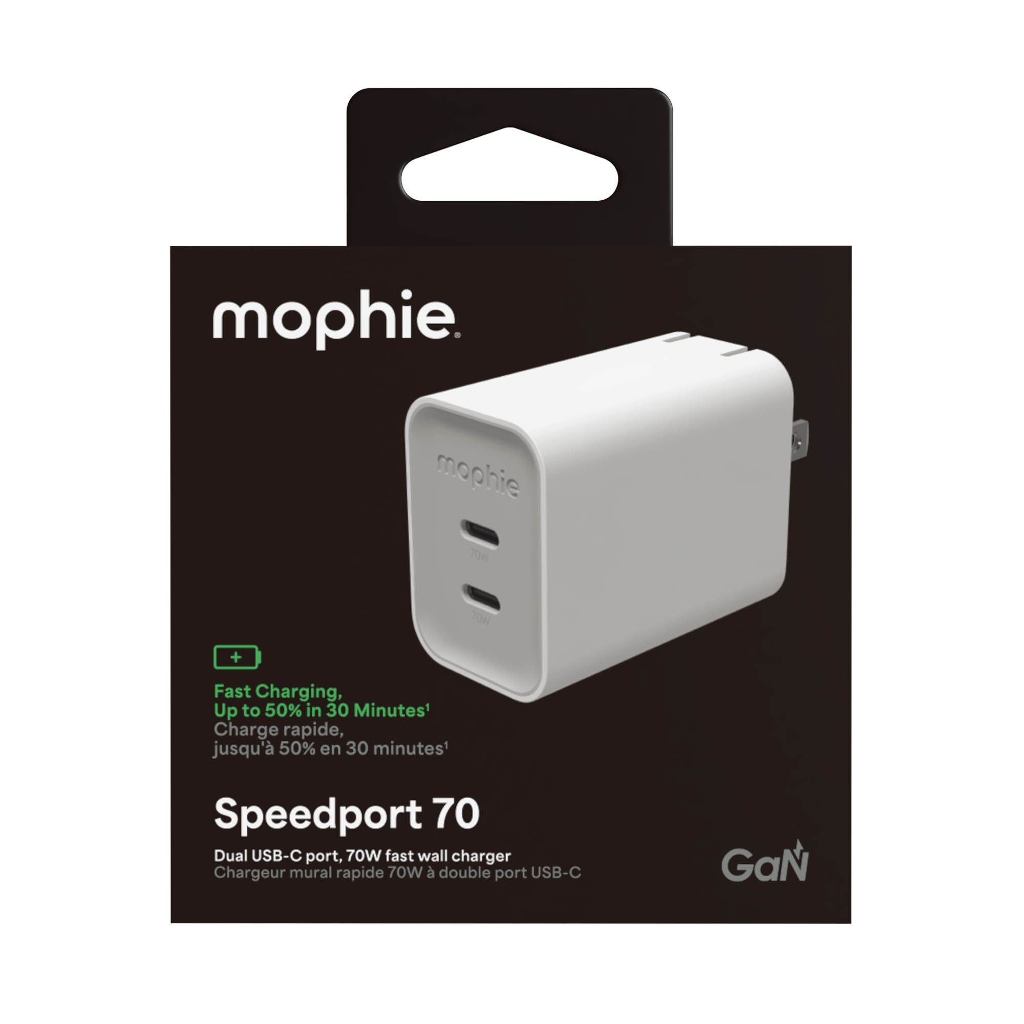 Mophie Speedport 70W Dual USB-C Wall Charger - White - 15-15070