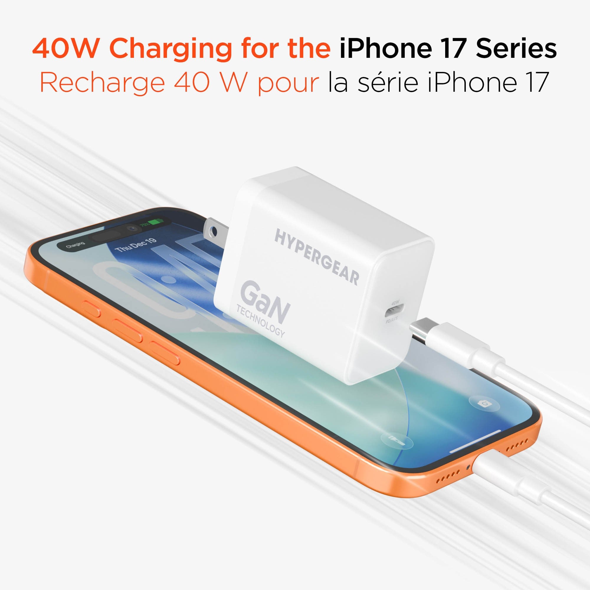 HyperGear 40W/60W Max USB-C PD 3.2/AVS/DPS GaN Wall Charger - White - 15-15424