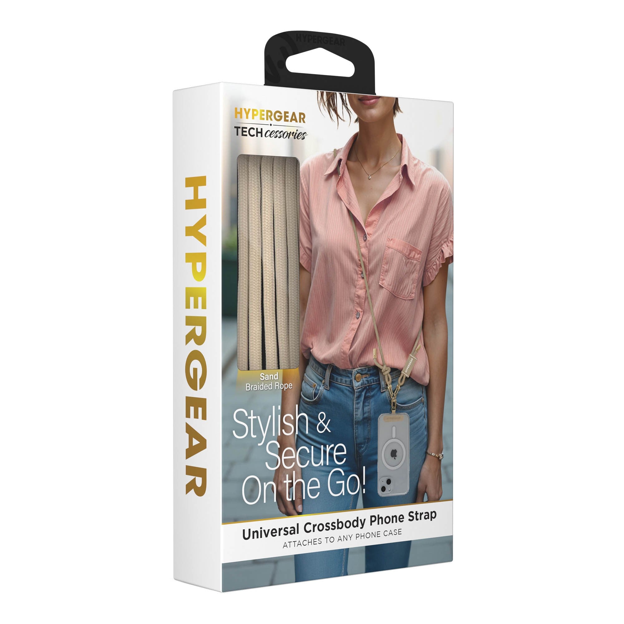 HyperGear TECHcessories Universal Crossbody Phone Strap - Sand Braided Rope - 15-15447