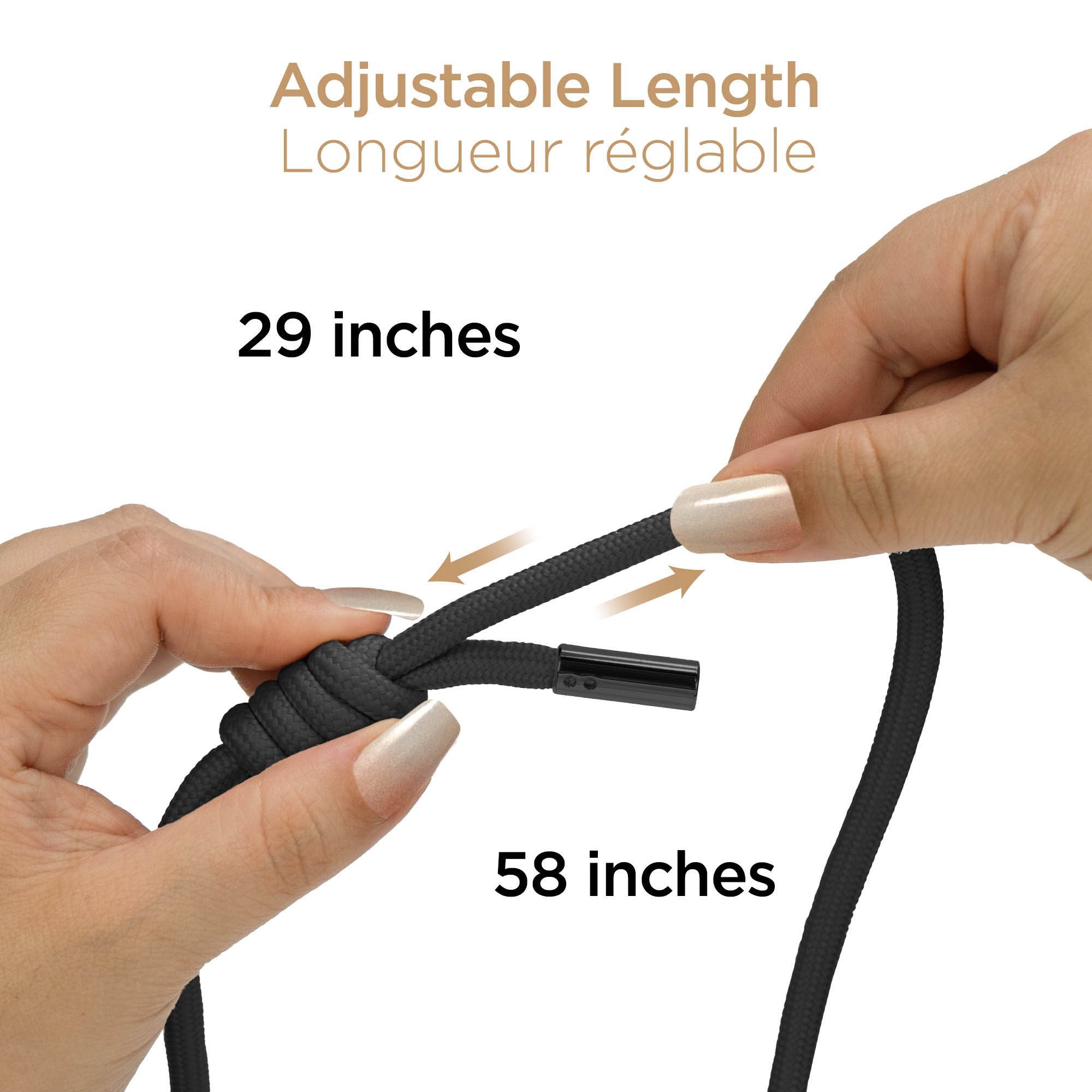 HyperGear TECHcessories Universal Crossbody Phone Strap - Black Braided Rope - 15-15448