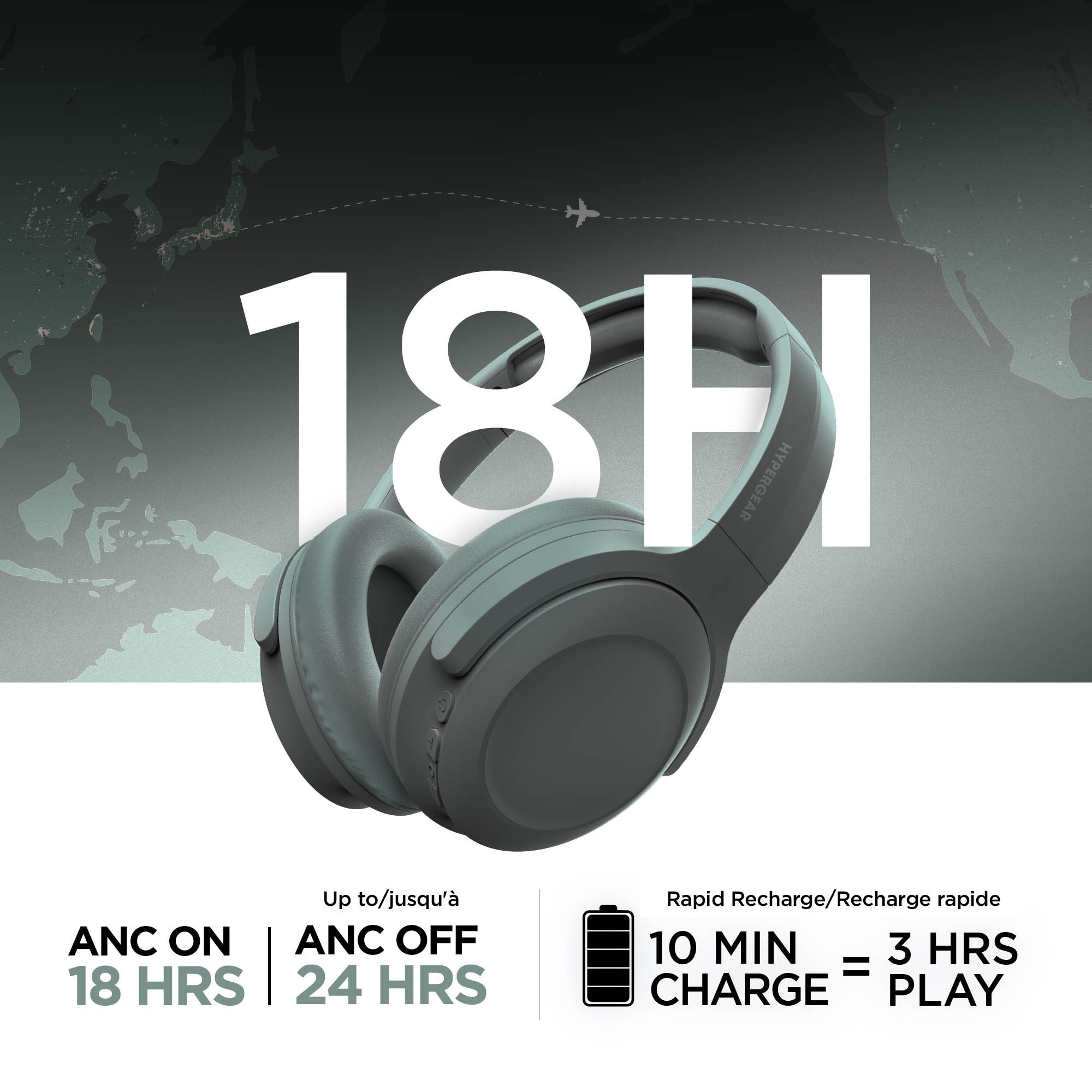 Hypergear Stealth2 ANC Wireless On-Ear Headphones - Green - 15-15450