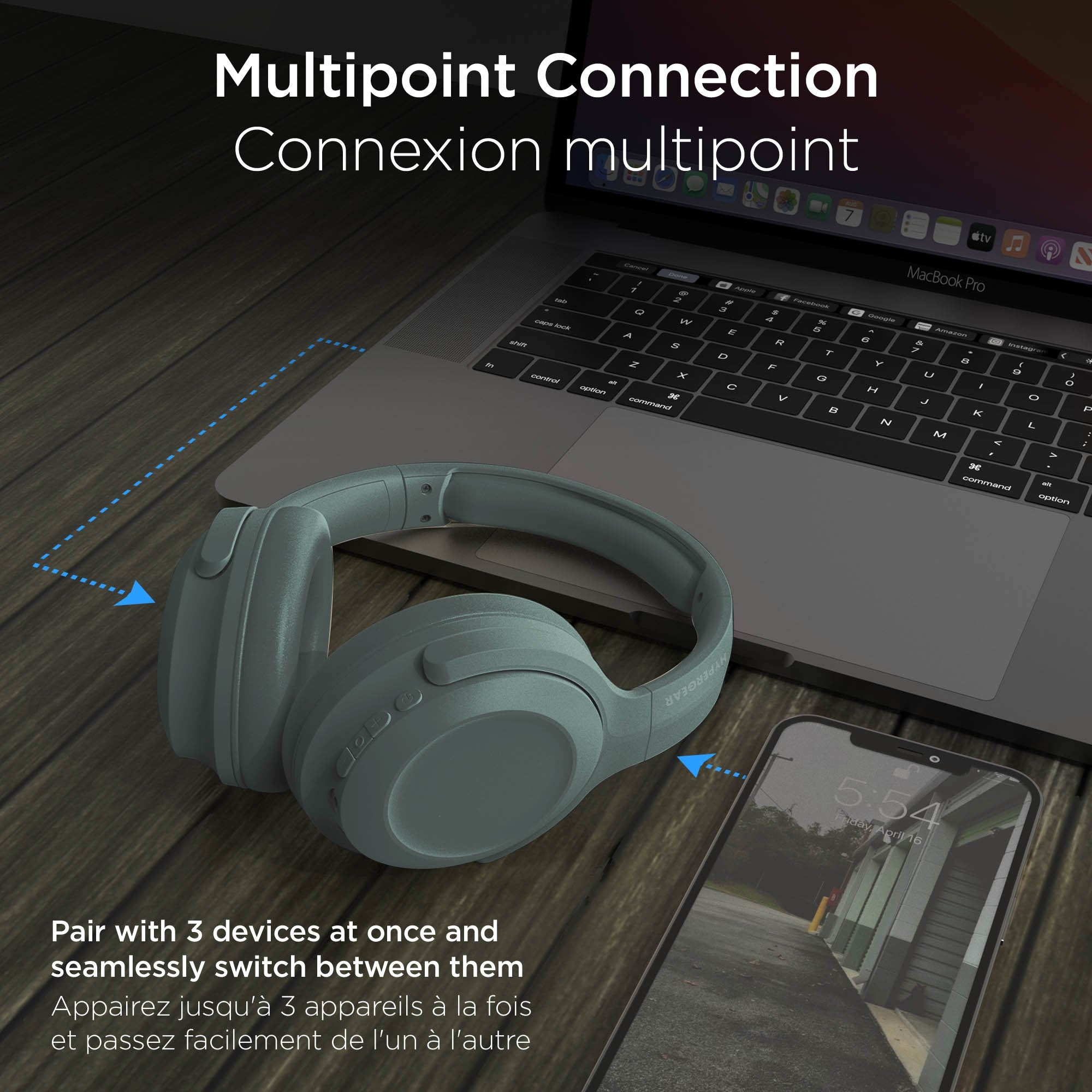 Hypergear Stealth2 ANC Wireless On-Ear Headphones - Green - 15-15450