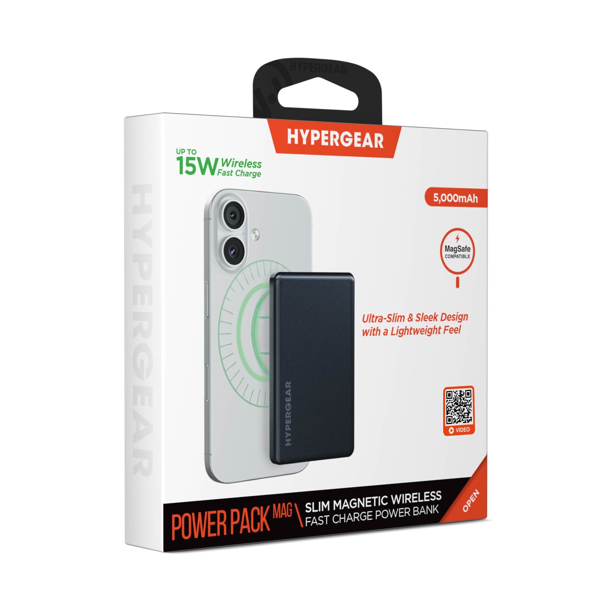 HyperGear 5000mAh Power Pack Mag Ultra-Slim Wireless Magnetic Portable Power Bank - 15-15458