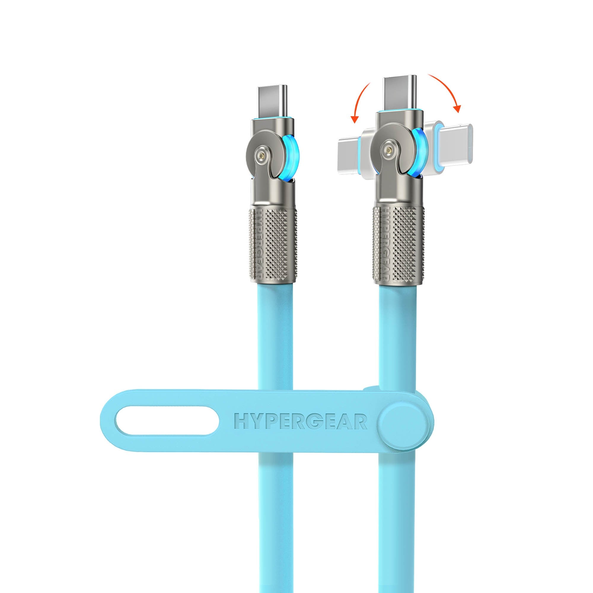 HyperGear 6 ft. 180cm USB-C to USB-C Chunky 180 Rugged Cable w/Rotating Connectors - Blue - 15-15460