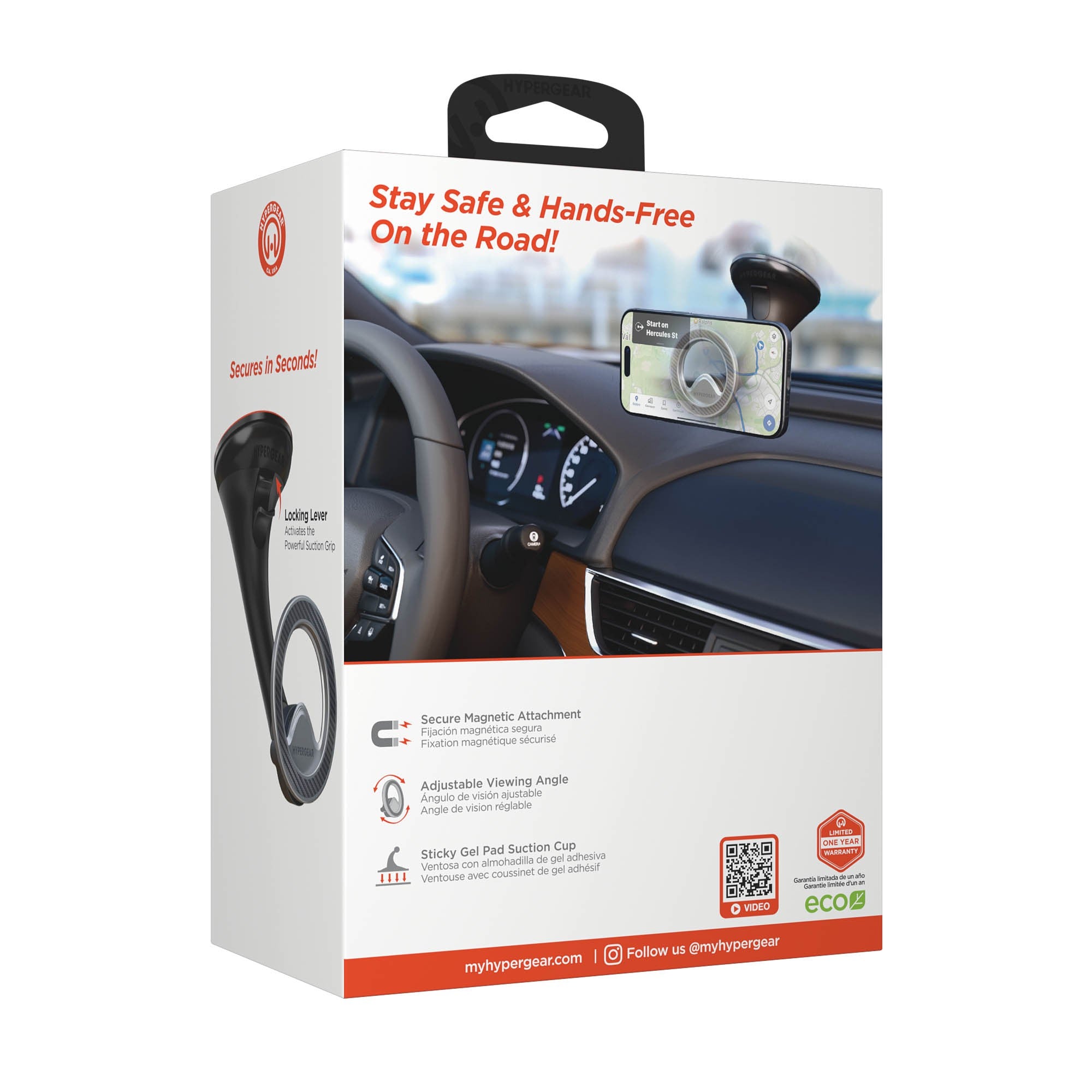 HyperGear Mag Grip Pro Magnetic Phone Mount w/Suction Base - 15-15467