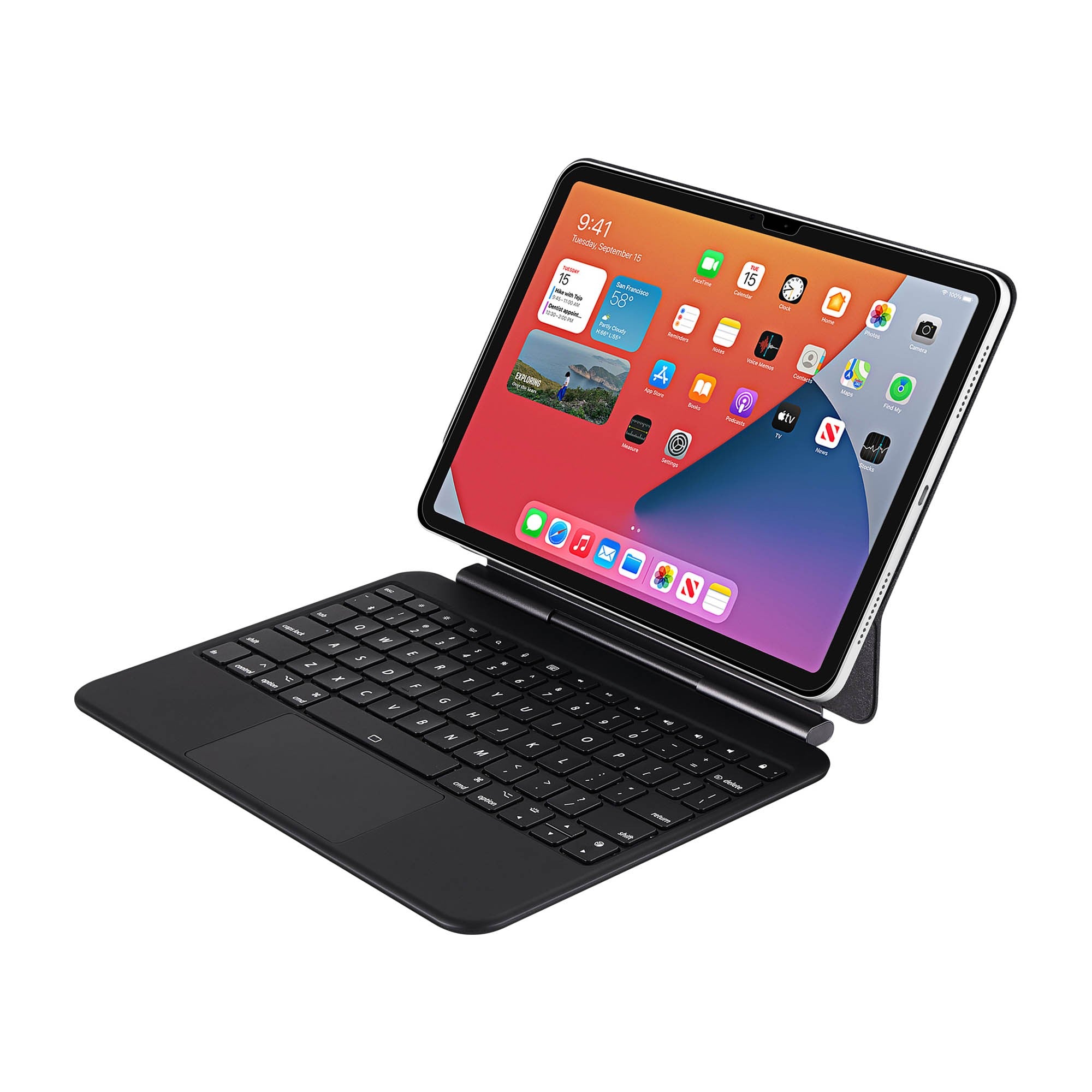 iPad Pro 11 (2018-2022)/Air 10.9 (2022/2020) Adesso EasyTouch BT Keyboard Folio w/Touchpad - Black - 15-15546