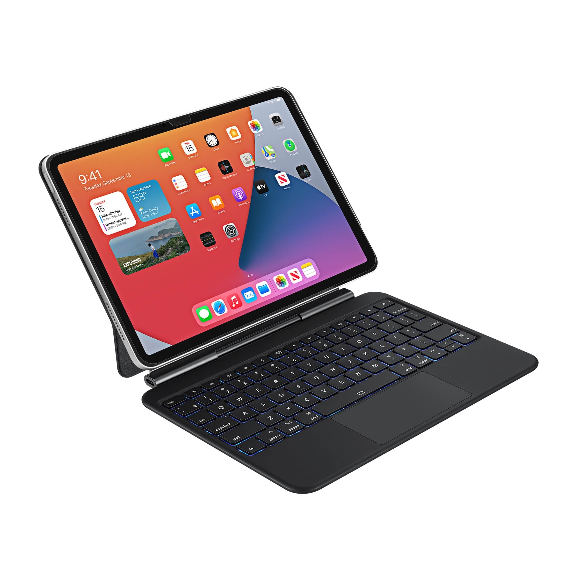 iPad Pro 11 (2018-2022)/Air 10.9 (2022/2020) Adesso EasyTouch BT Keyboard Folio w/Touchpad - Black - 15-15546