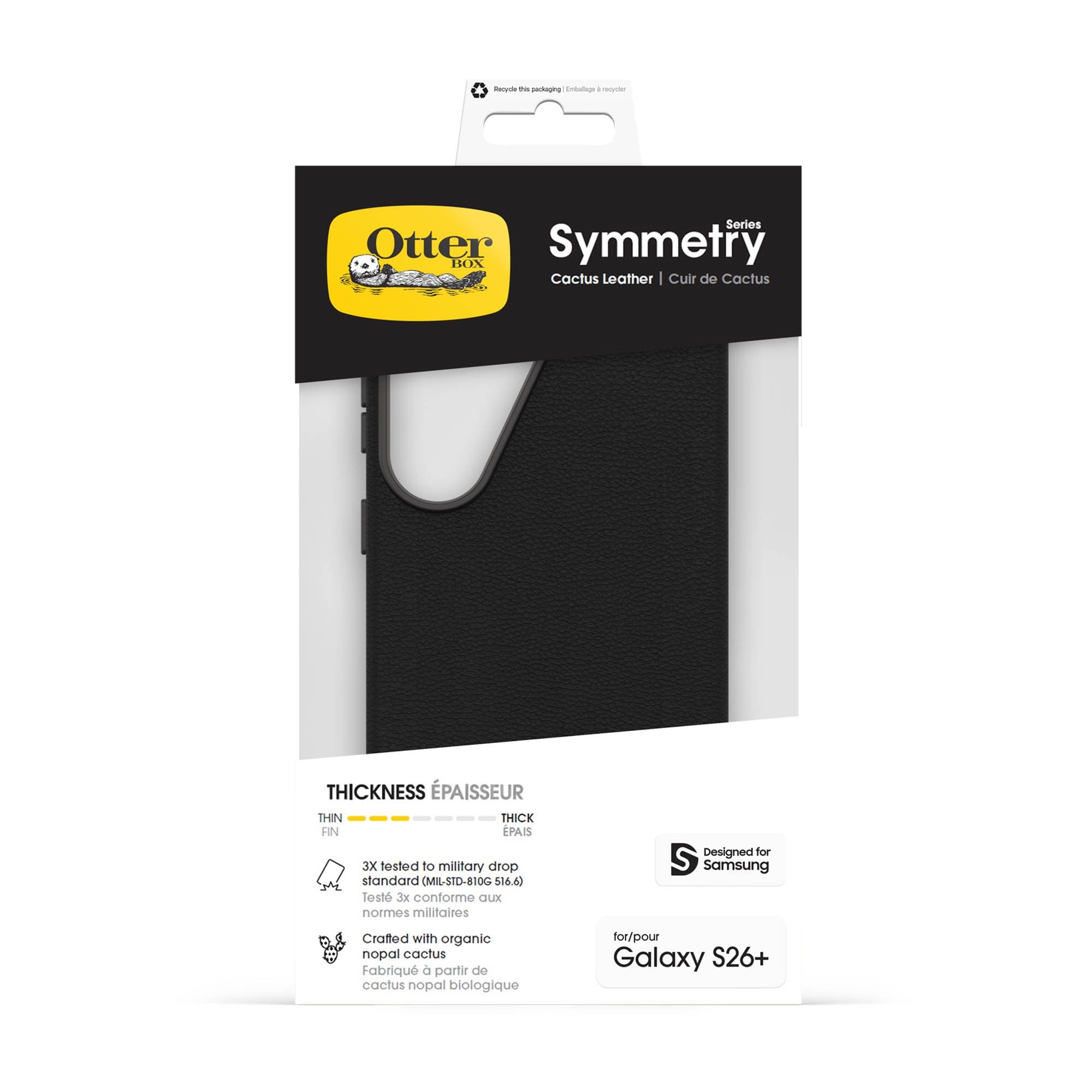 Samsung Galaxy S26+ Otterbox Symmetry Cactus Leather Series Case - Black - Noir Ash - 15-15557