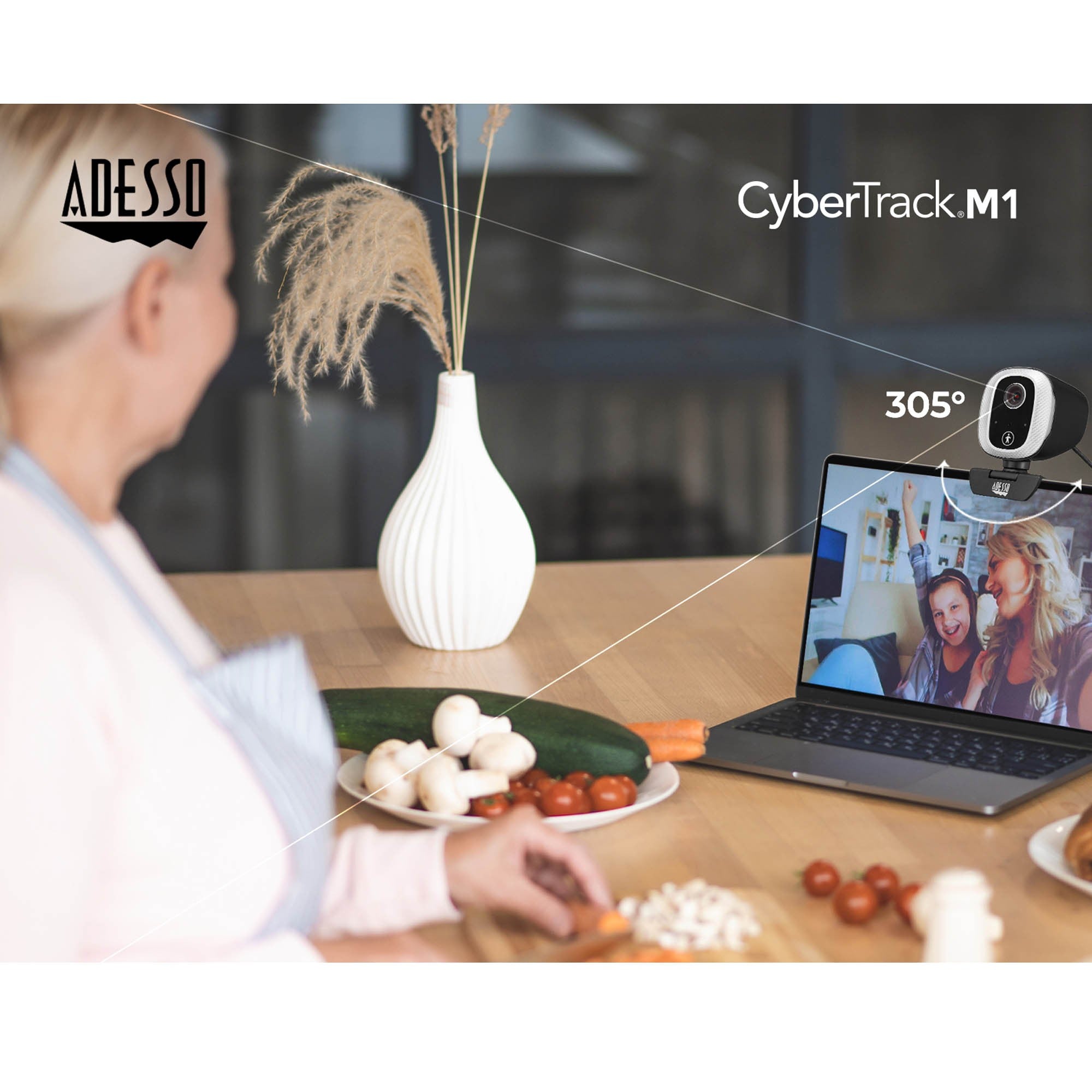 Adesso 1080P HD Face Tracking Webcam - 15-15805