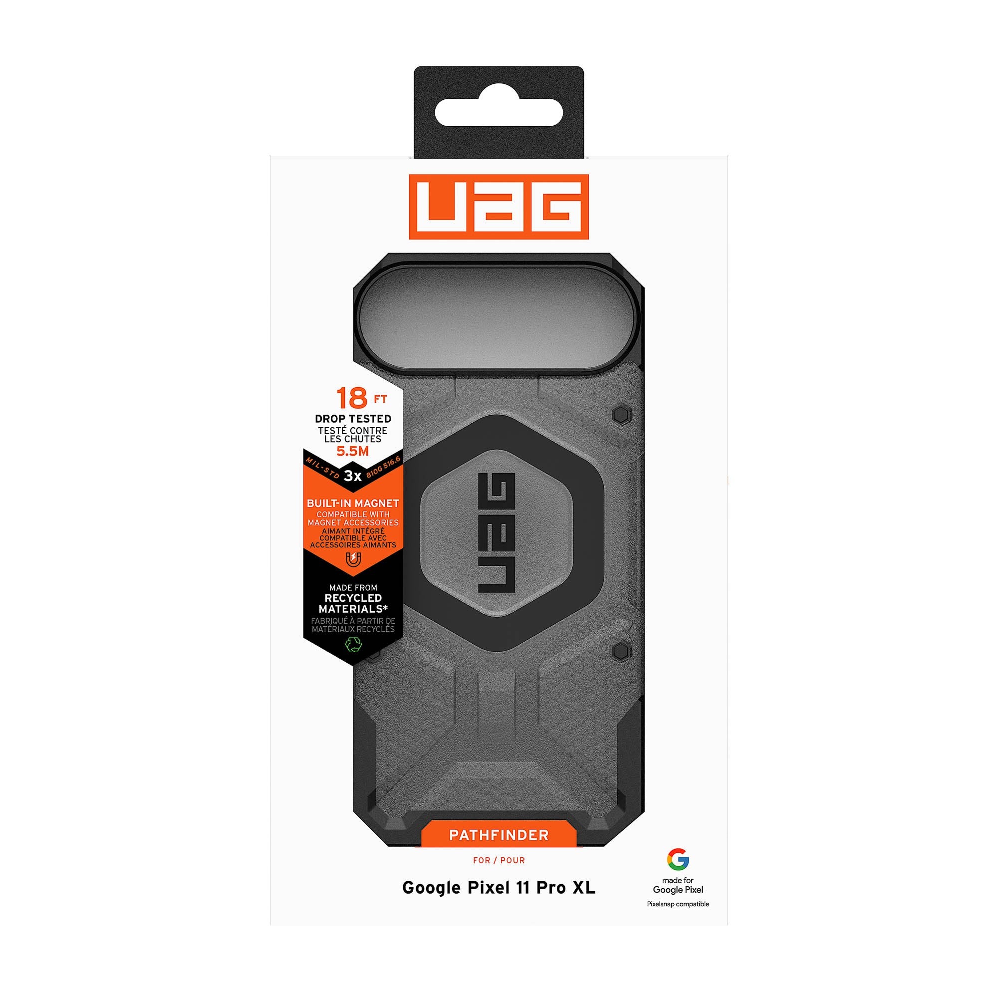 Google Pixel 11 XL UAG Pathfinder Clear w/Magnet Case - Ash/Black - 15-15906