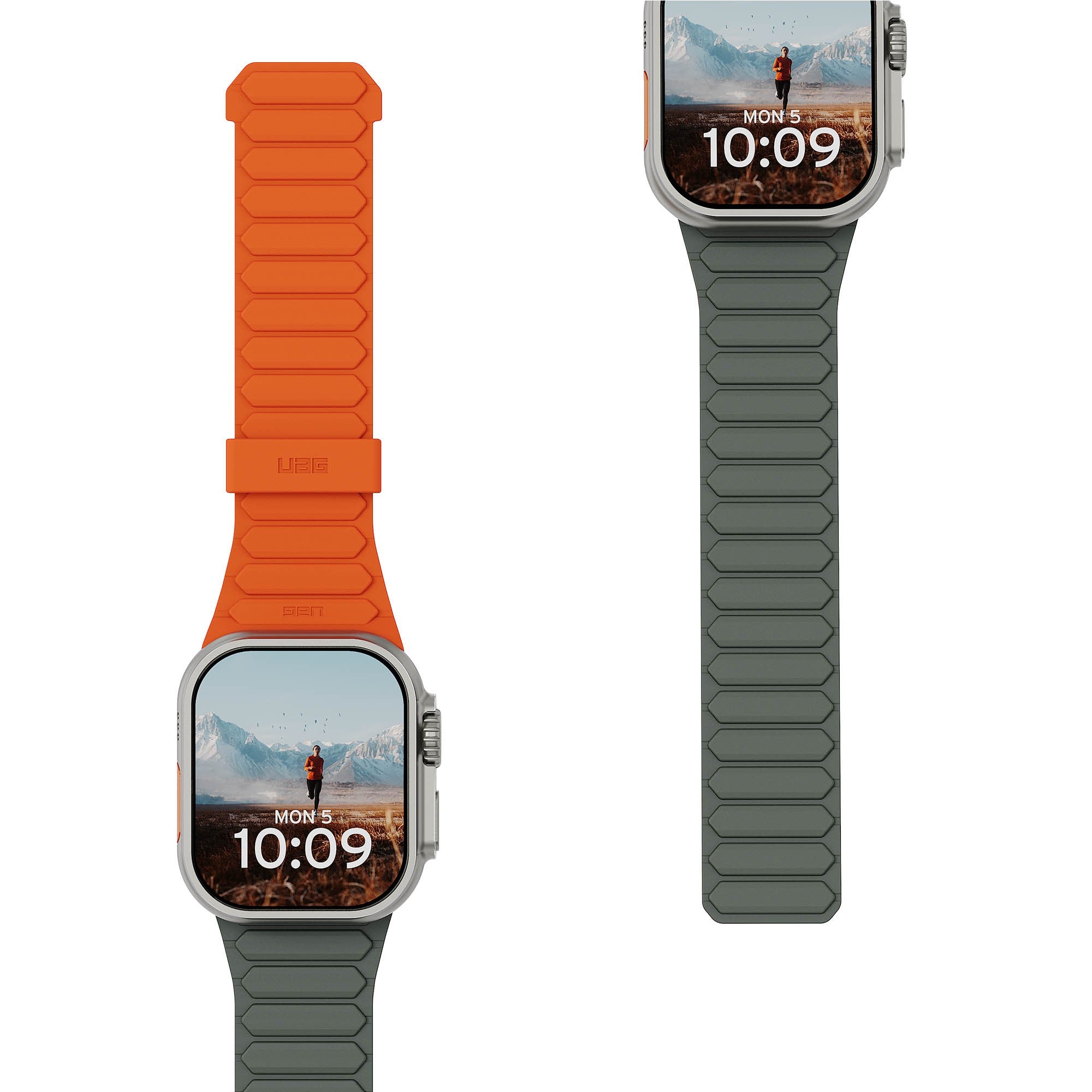 Apple Watch 42/44/45/46/49mm UAG Pathfinder Strap - Olive/Orange - 15-16391