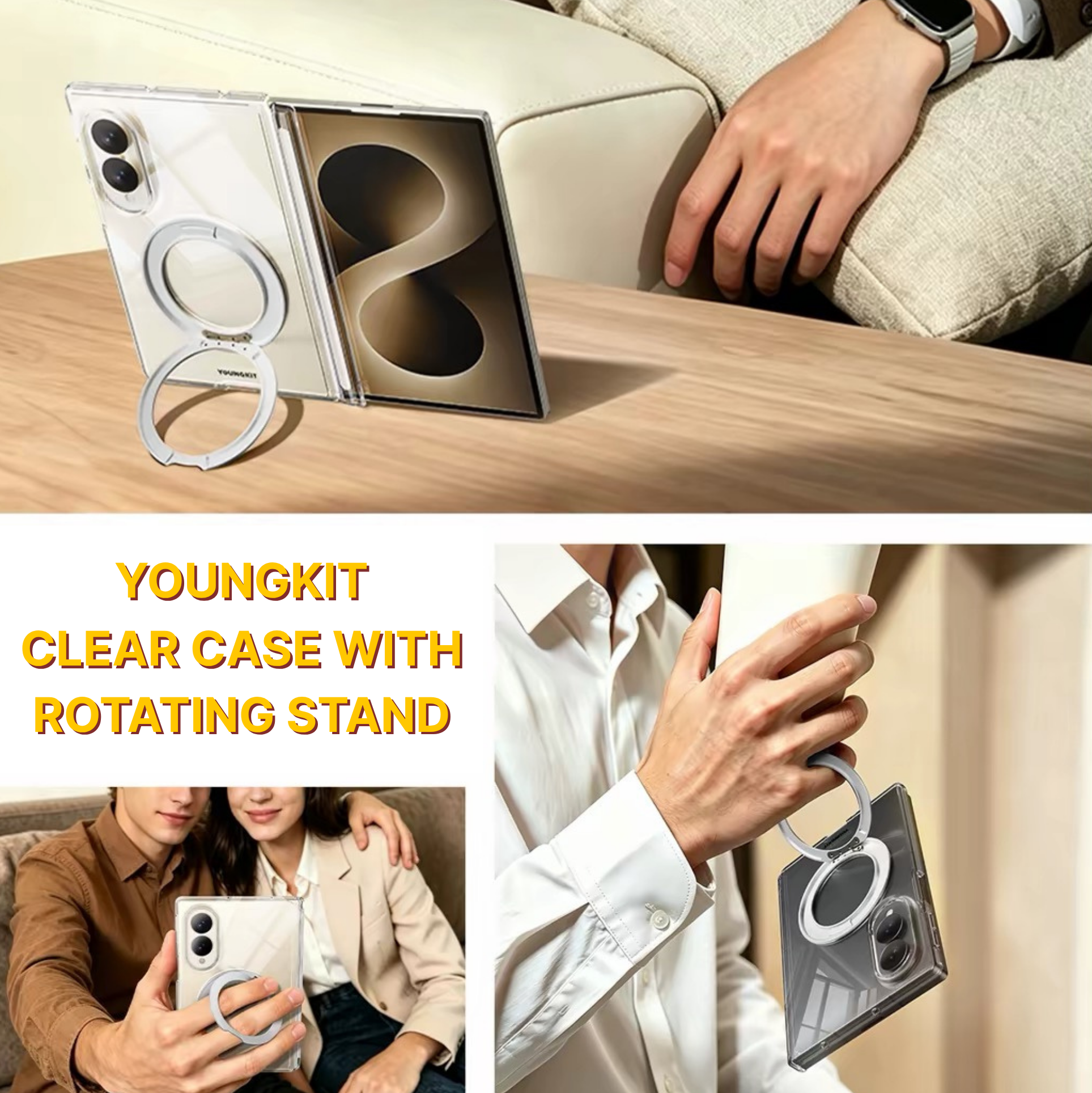 Youngkit Clear Case with Rotating Stand