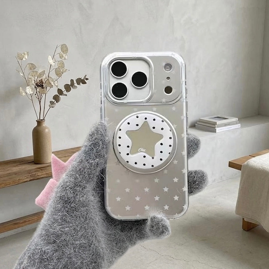 iPhone Silver Star Magsafe Case with Star Popgrip