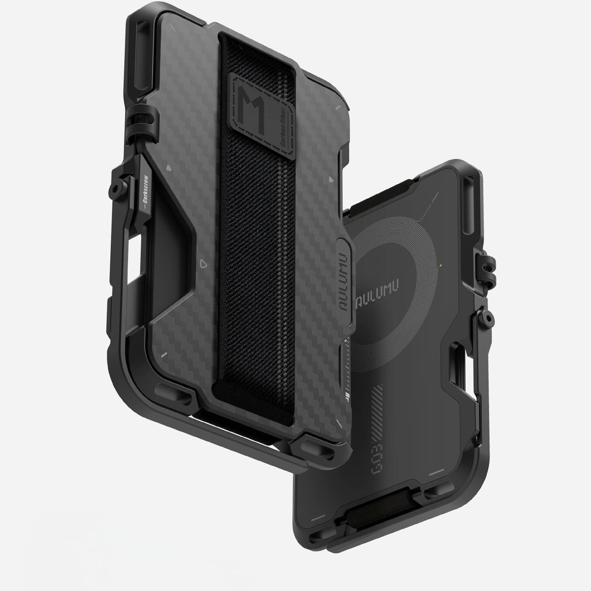 AULUMU Magnetic Metal Wallet Carbon Fiber Cover