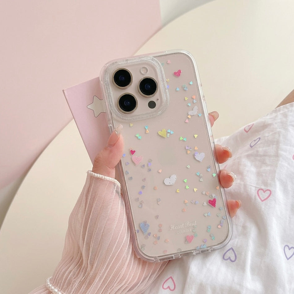 iPhone Sparkly Heart Clear Case