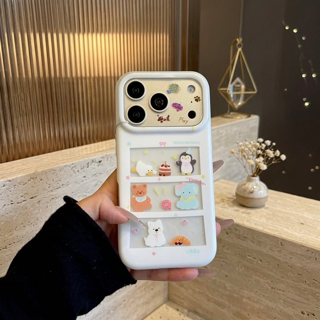 iPhone Animal Party White Transparent Case