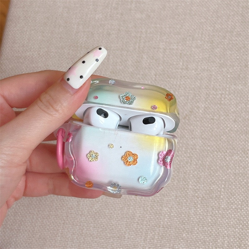 AirPods Colorful Flower Transparent Case