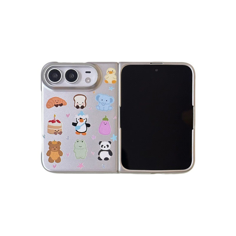 iPhone Duo Cute Pattern Silver Case