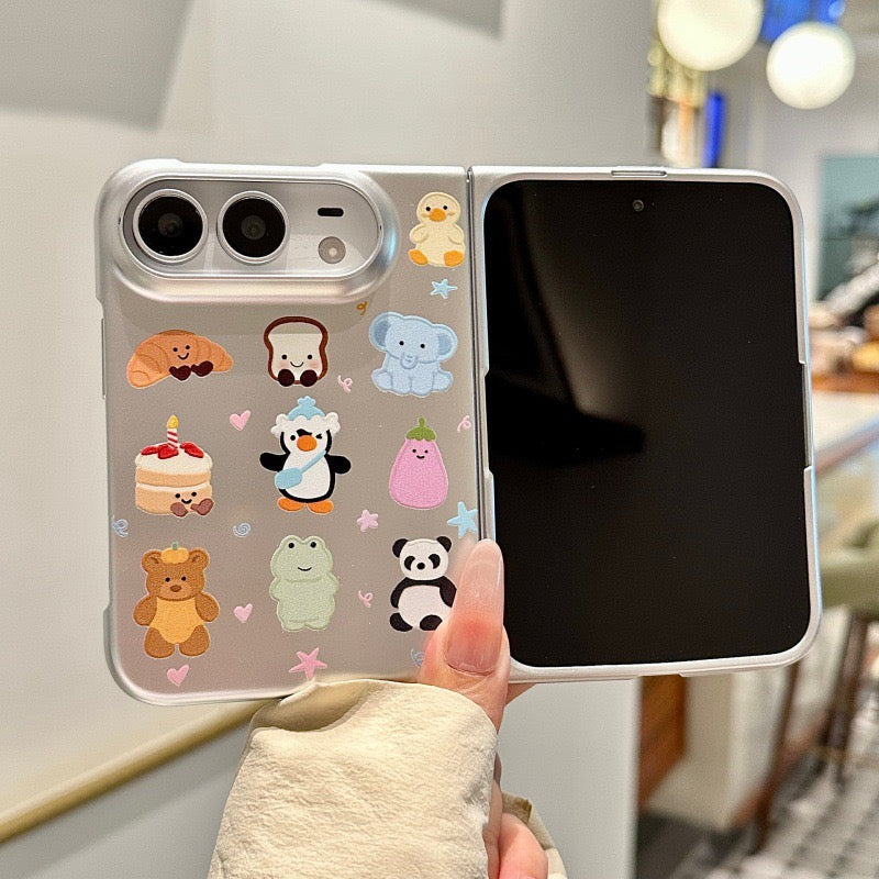 iPhone Duo Cute Pattern Silver Case