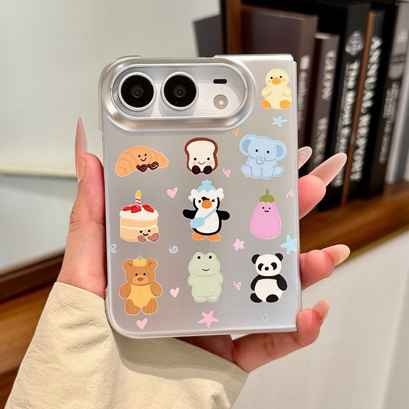 iPhone Duo Cute Pattern Silver Case