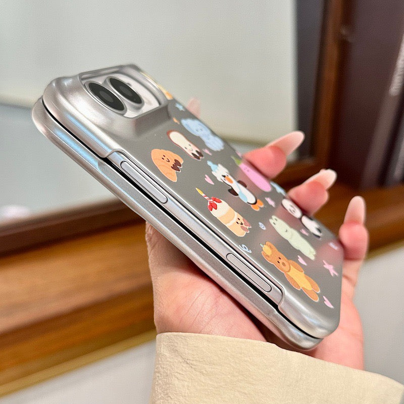 iPhone Duo Cute Pattern Silver Case